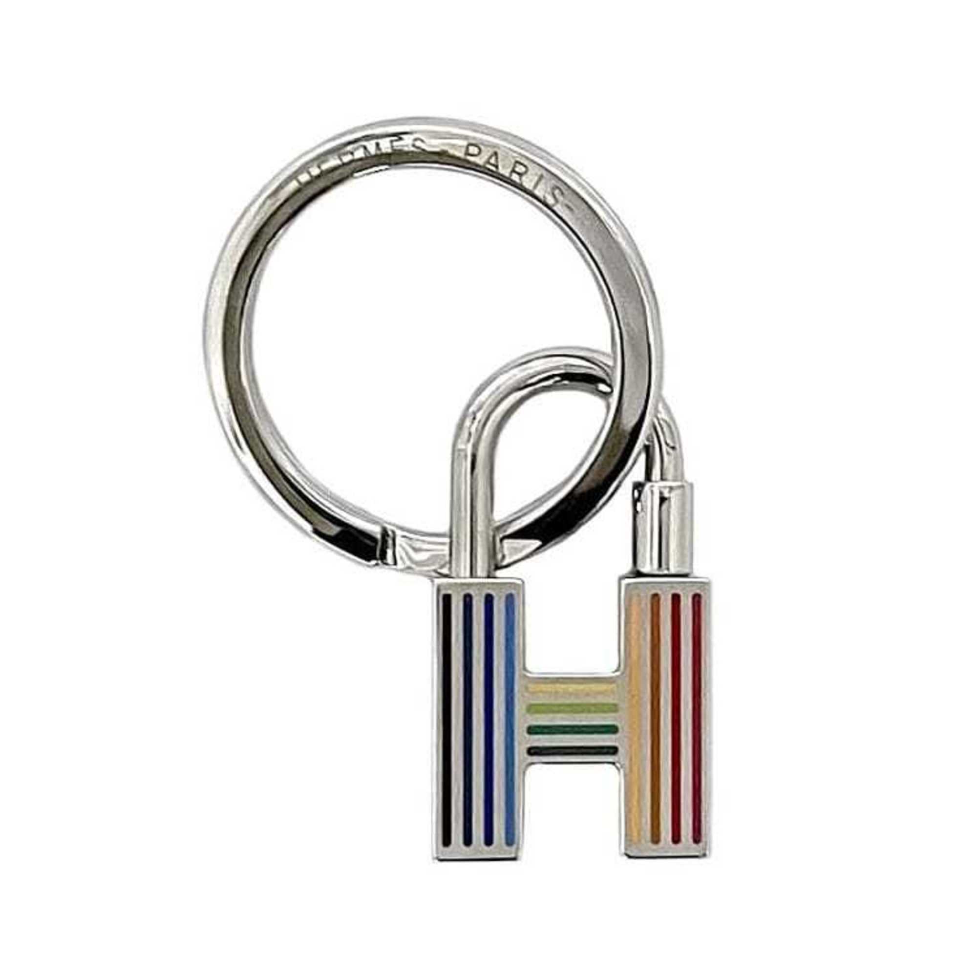 Image of HERMES Keyring Padlock Quiz Rainbow Silver Multicolor H077309FP02 Keychain Metal GD 02 13  Key Char