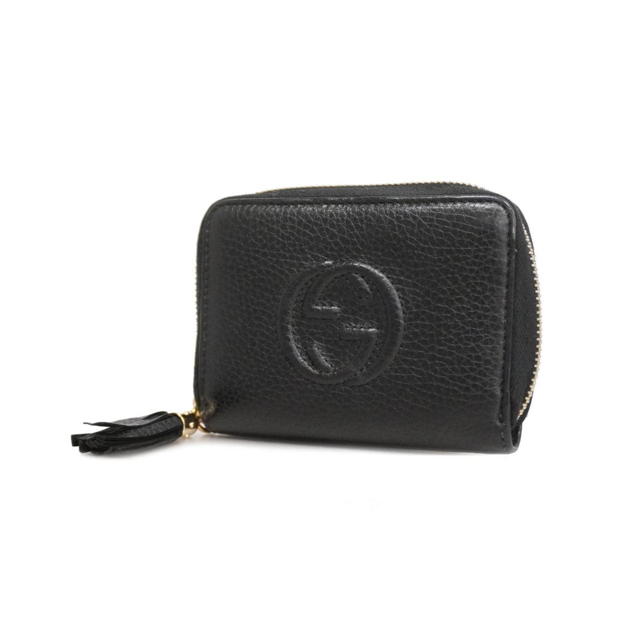 Wallet/Coin Case Horsebit 598209 Leather Black Women's