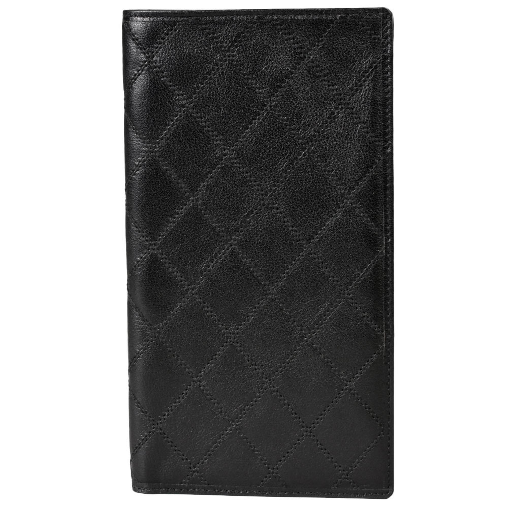 Wild Stitch Bi-fold Long Wallet Leather Black IT7ZS55ZA3ZO