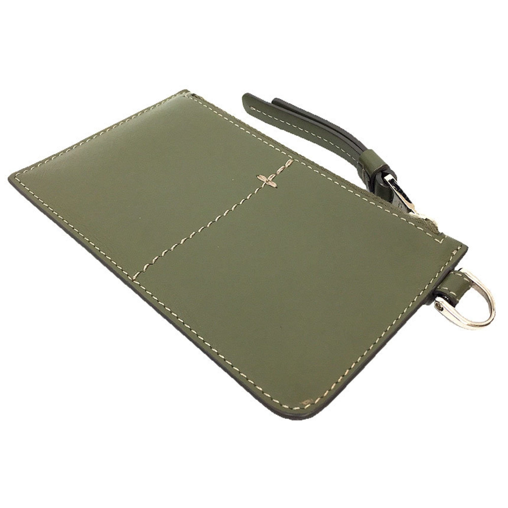 Coin Case Card Leather Khaki Wallet