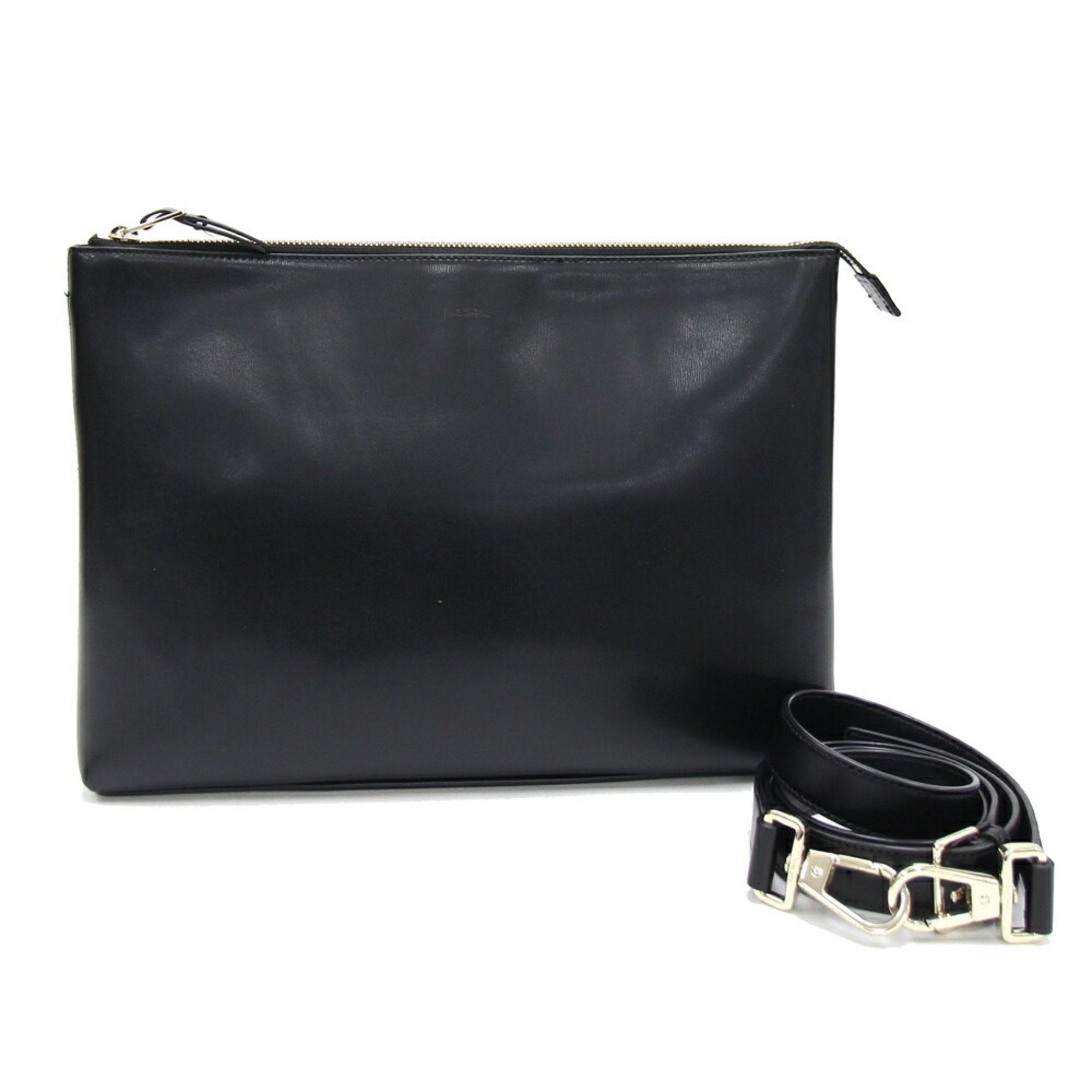 Clutch Bag PSN225 Black Leather Shoulder Men's