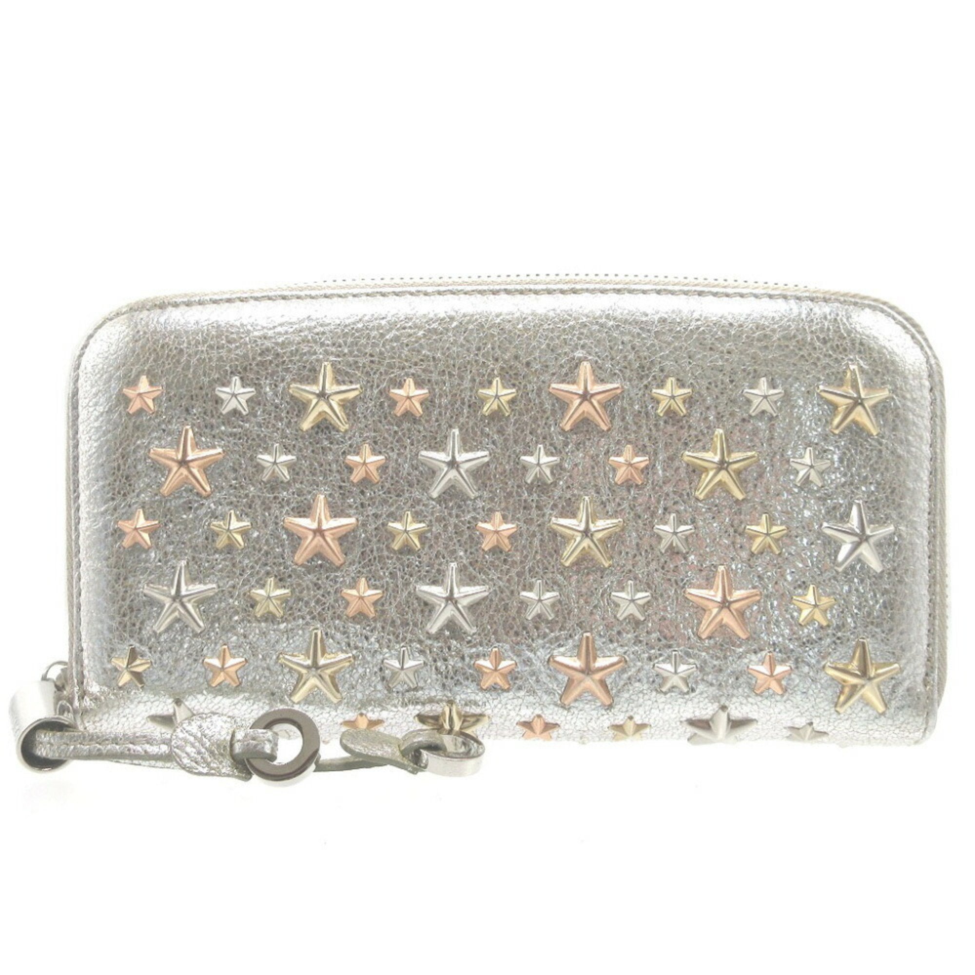 Star Stud Patent Leather Silver Round Long Wallet 0049 6C0049BB4