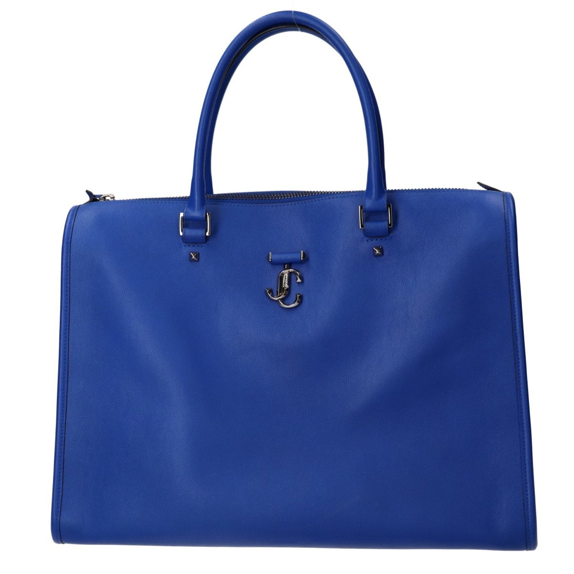 Webb Top Handle Fine Grainy Calf Leather Bag Tote Blue Men's