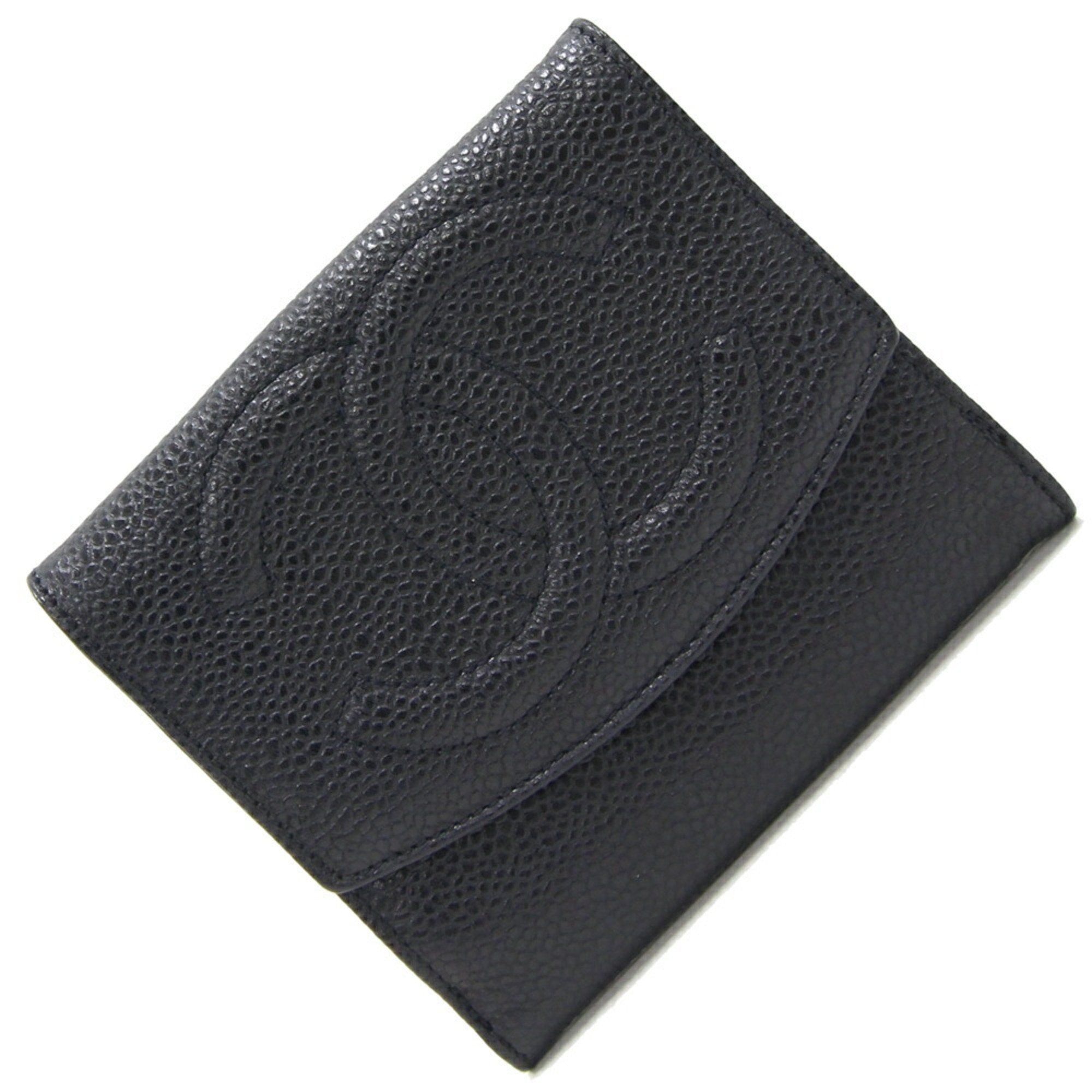 W Wallet A01427 Black Caviar Ladies Compact Mark Small