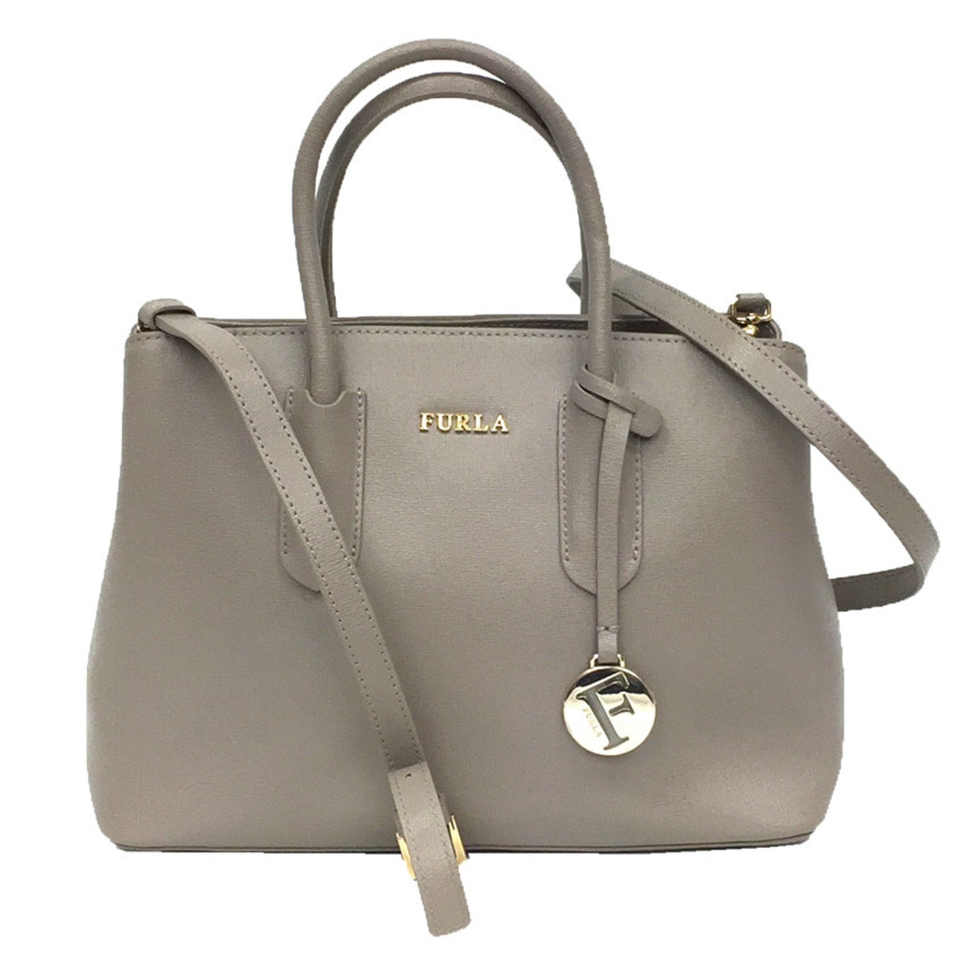 2WAY Tote Bag 937632 Handbag Shoulder Leather Grey