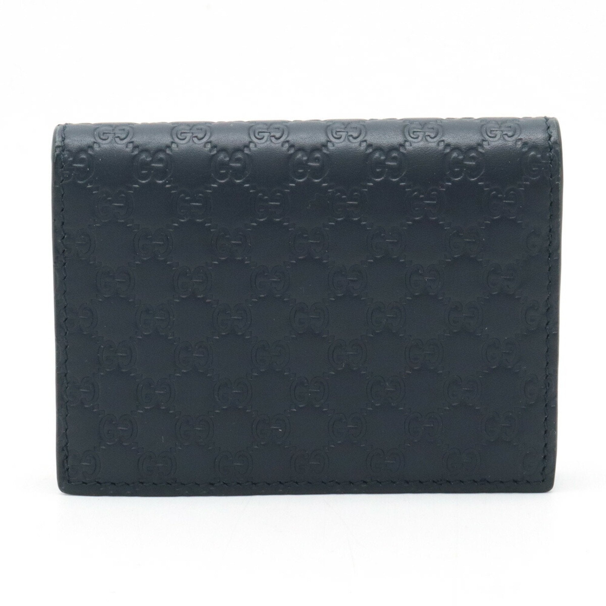 Micro Ssima Compact Wallet Coin Case Card Leather Dark Navy 544474