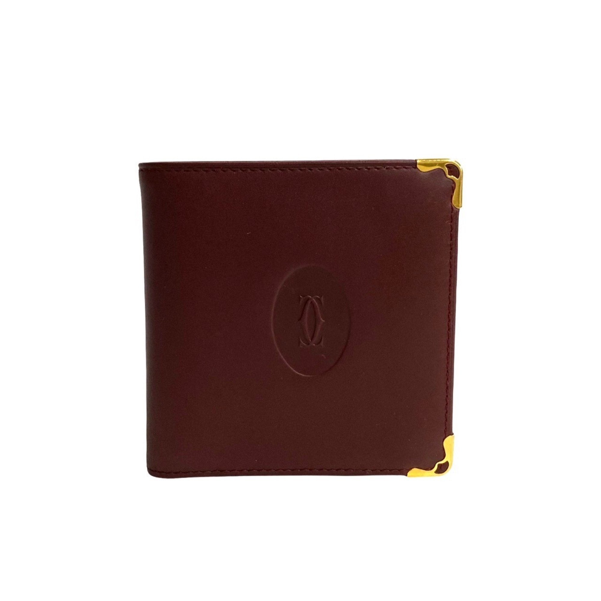 Must Calf Leather Bi-Fold Wallet Bordeaux 52255