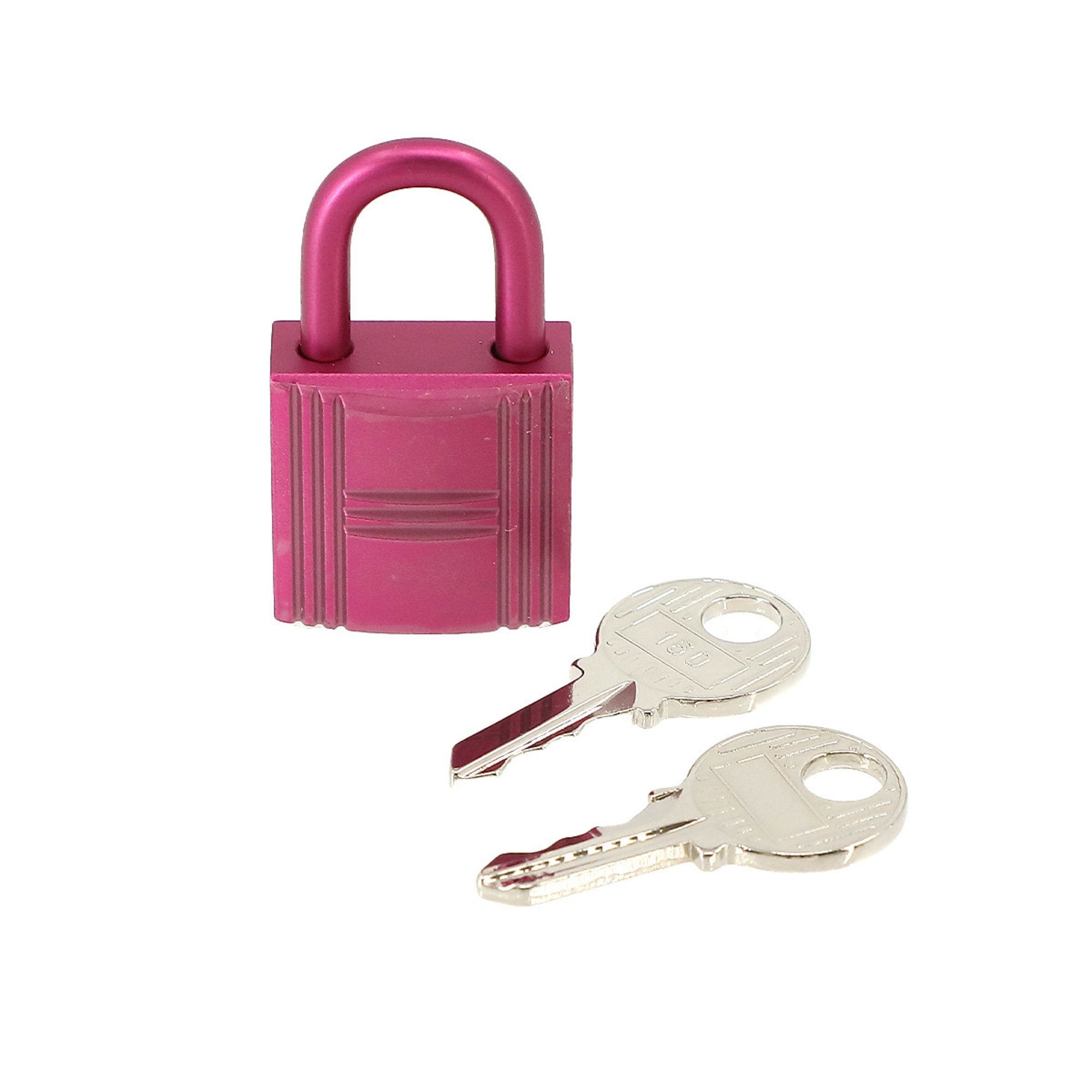 image of HERMES Cadena Key Set Padlock Monochrome Saw Pink Silver Lock