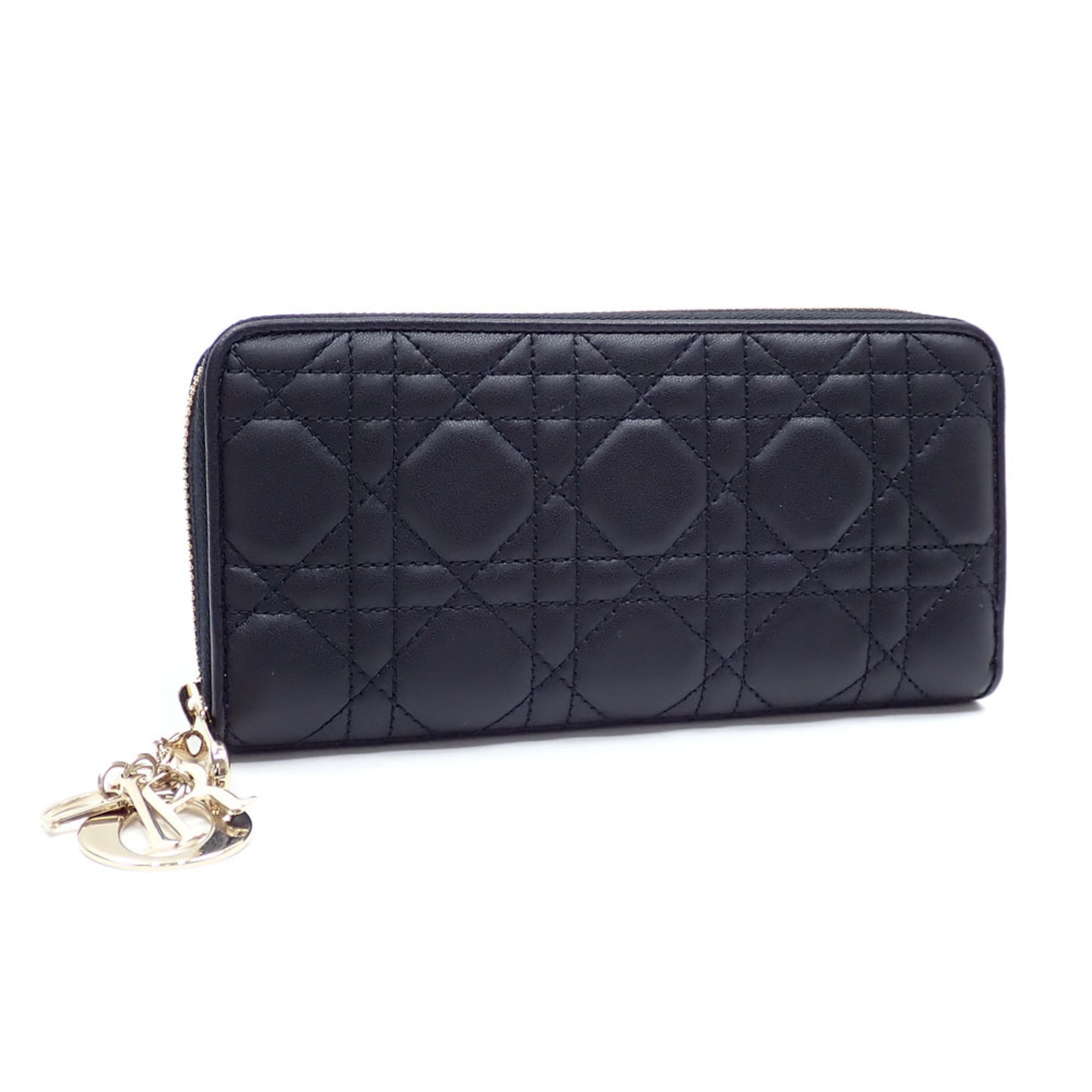 Round Long Wallet Lady Voyageur Women's Black Lambskin S0007ONMJ_M900 Cannage Leather A6047120