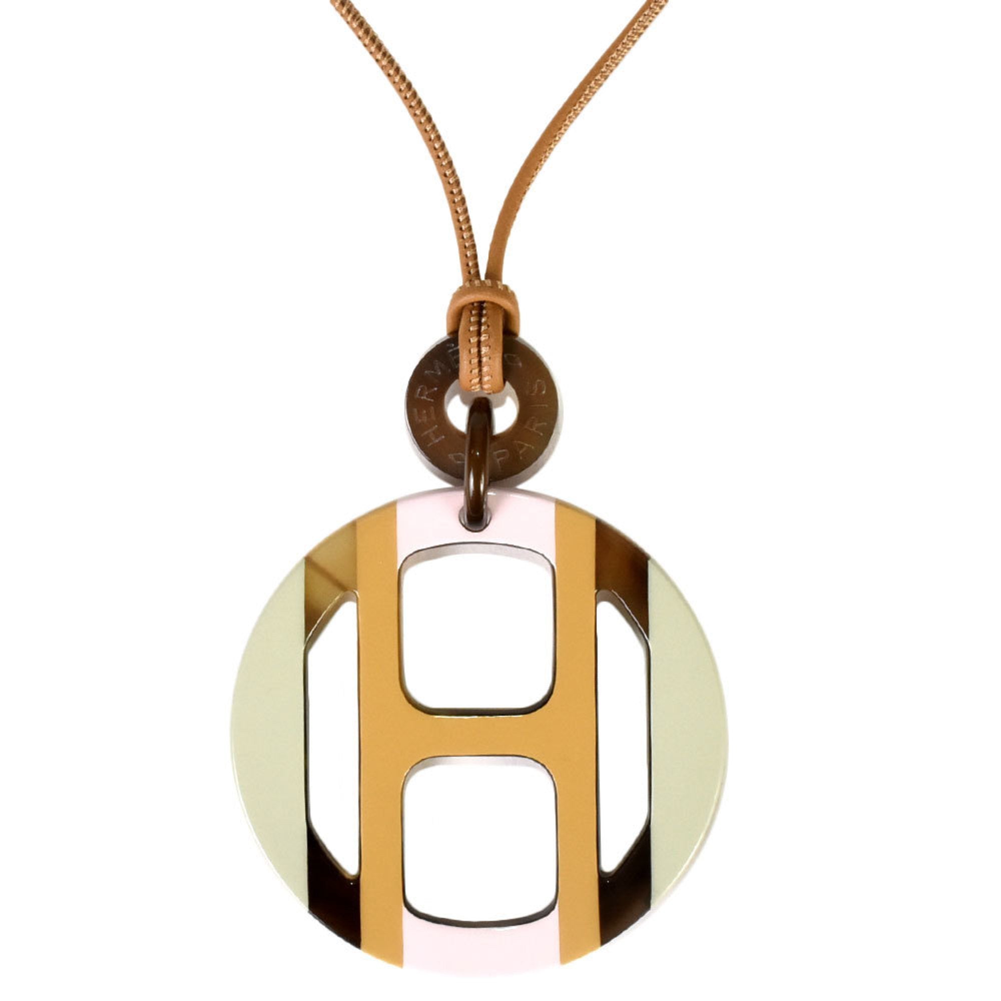 image of HERMES H Equipe Necklace Buffalo Horn Leather Ladies