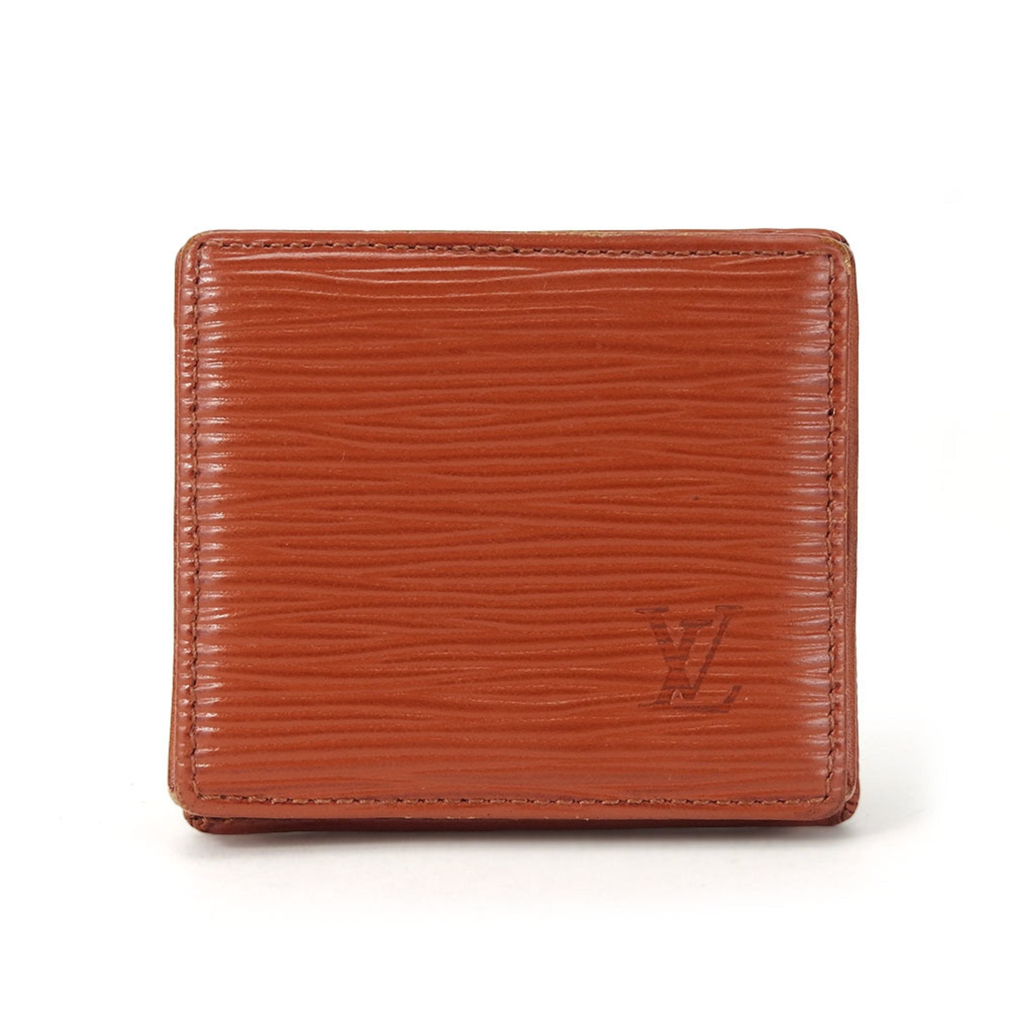 Wallet/Coin Case Portemonnaie Boite M63693 Epi Leather Kenyan Brown Compact Women's