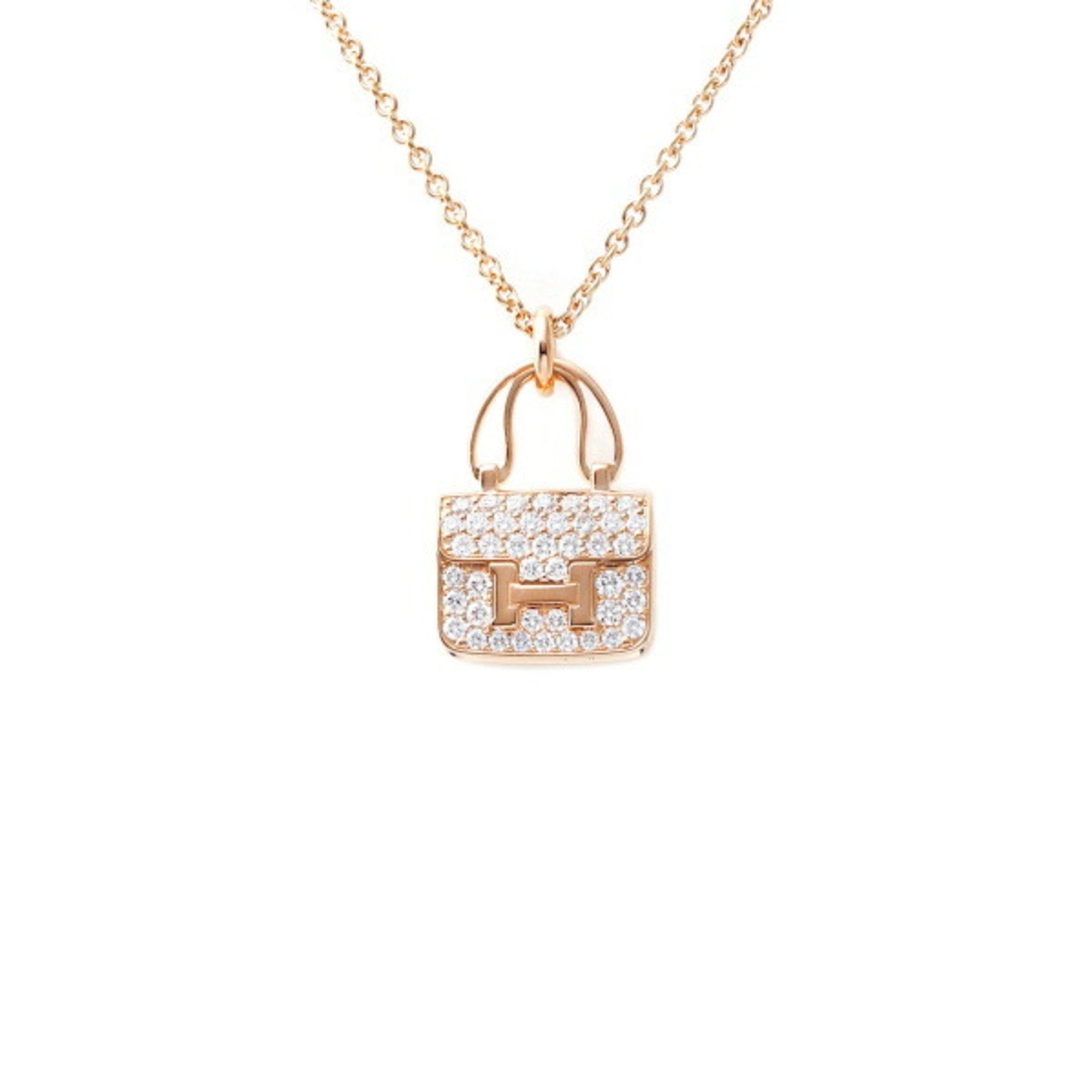 image of HERMES Amulet Constance K18PG Pink Gold Necklace J381983