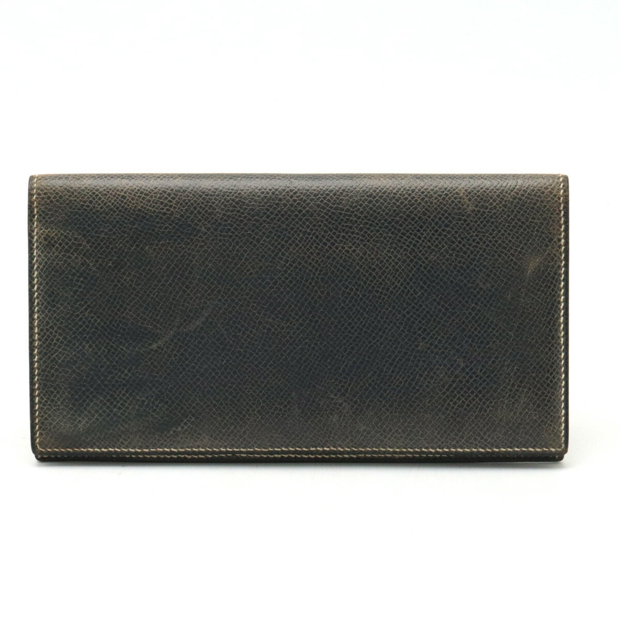 Osaka Long Billfold Bi-Fold Wallet Leather Navy E Stamp