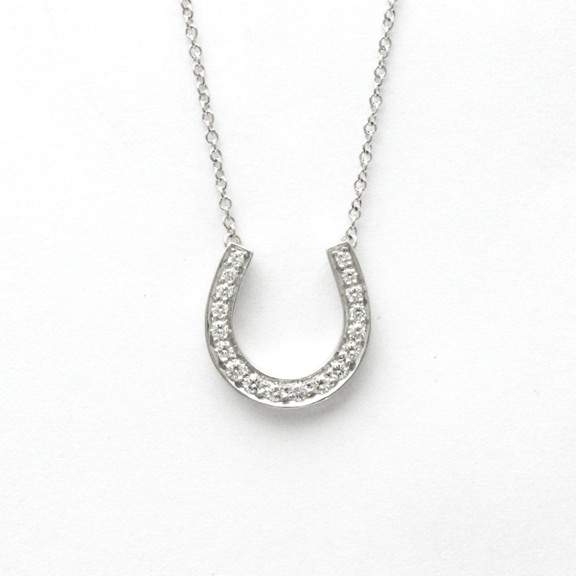 image of TIFFANY Horseshoe Necklace Platinum Diamond Men,Women Fashion Pendant Necklace [Silver]