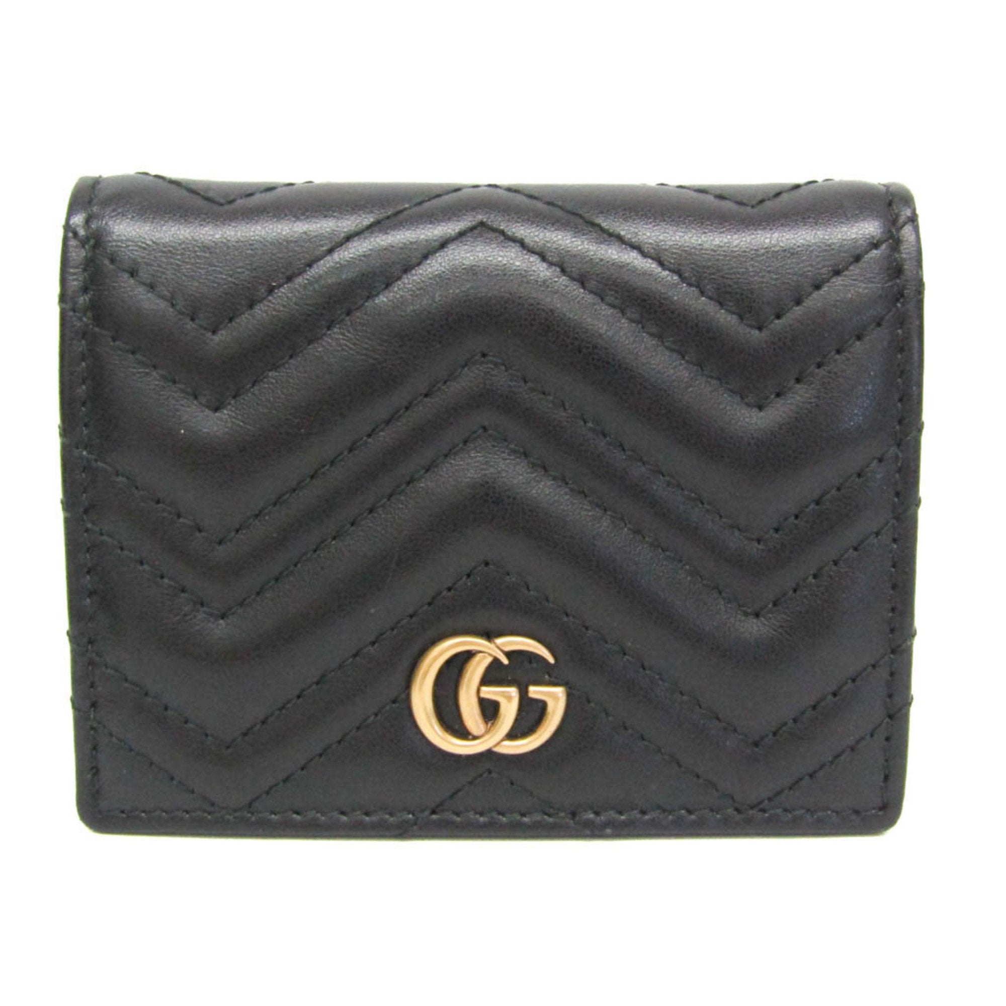 GG Marmont 466492 Women's Leather Wallet [bi-fold] Black