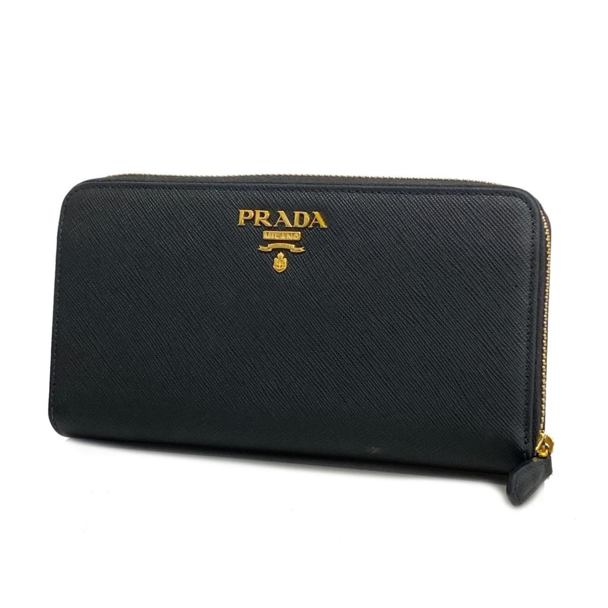 Long Wallet Saffiano Leather Black Men's Women's