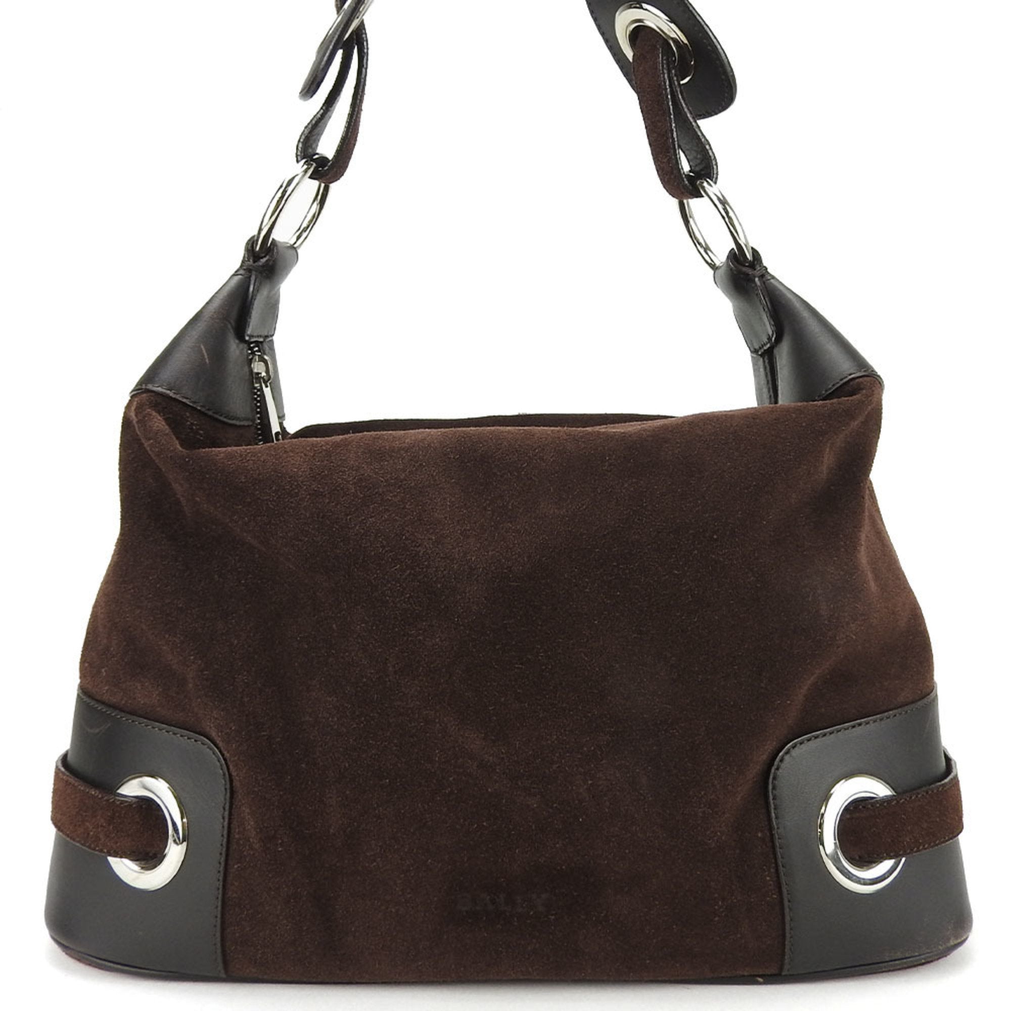 Shoulder Bag Suede Leather Brown Women's