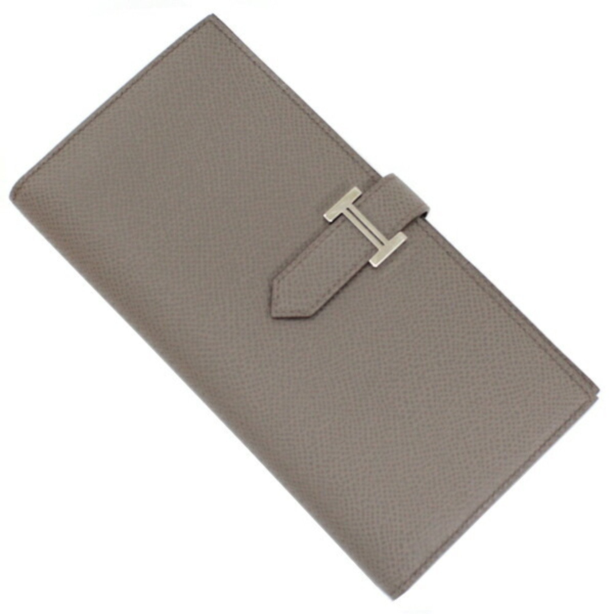 Long Wallet Bearn Soufflet Bi-fold Etain Grey Epsom Leather D Stamp Men's Women's KM2652