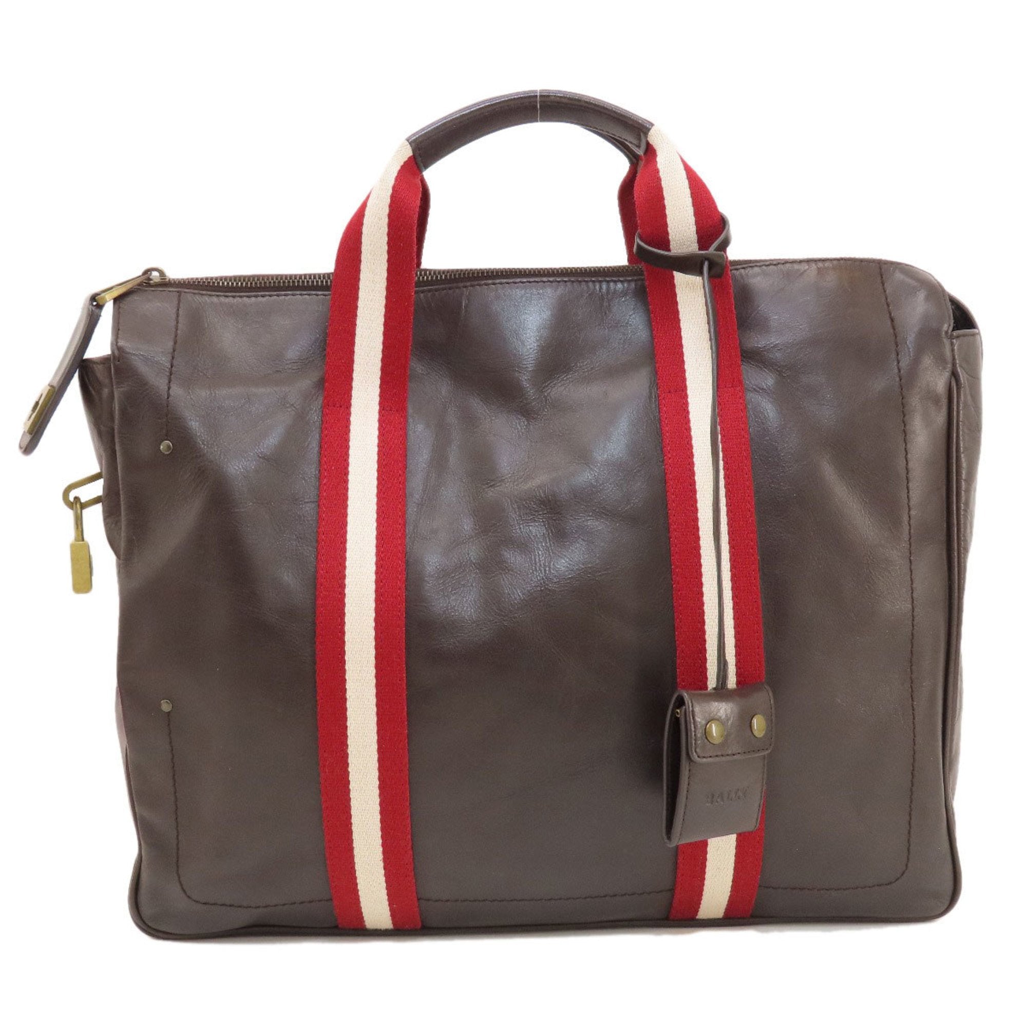 Stripe Tote Bag Leather Women's