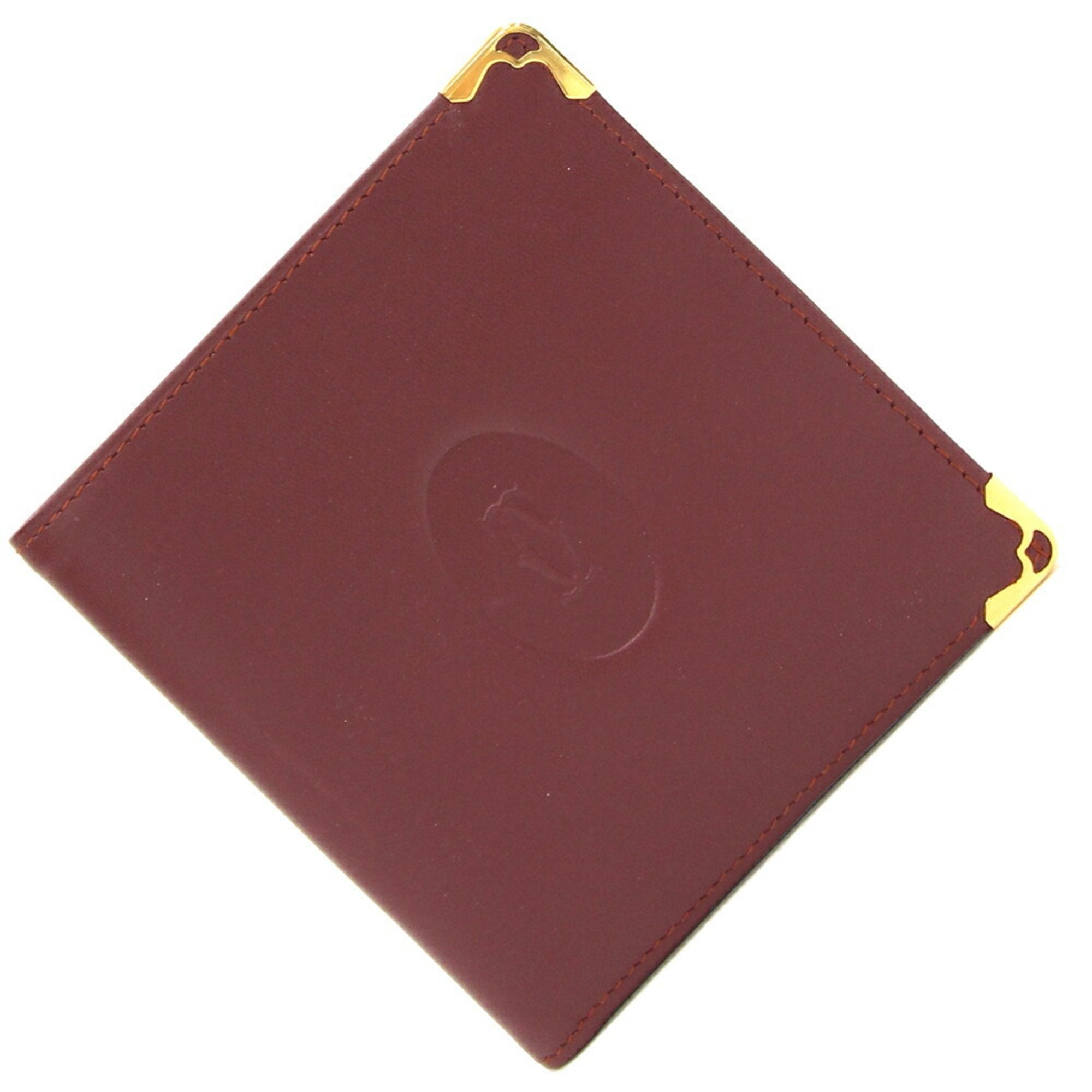 Bi-fold Wallet Must De Bordeaux Leather Compact Men's