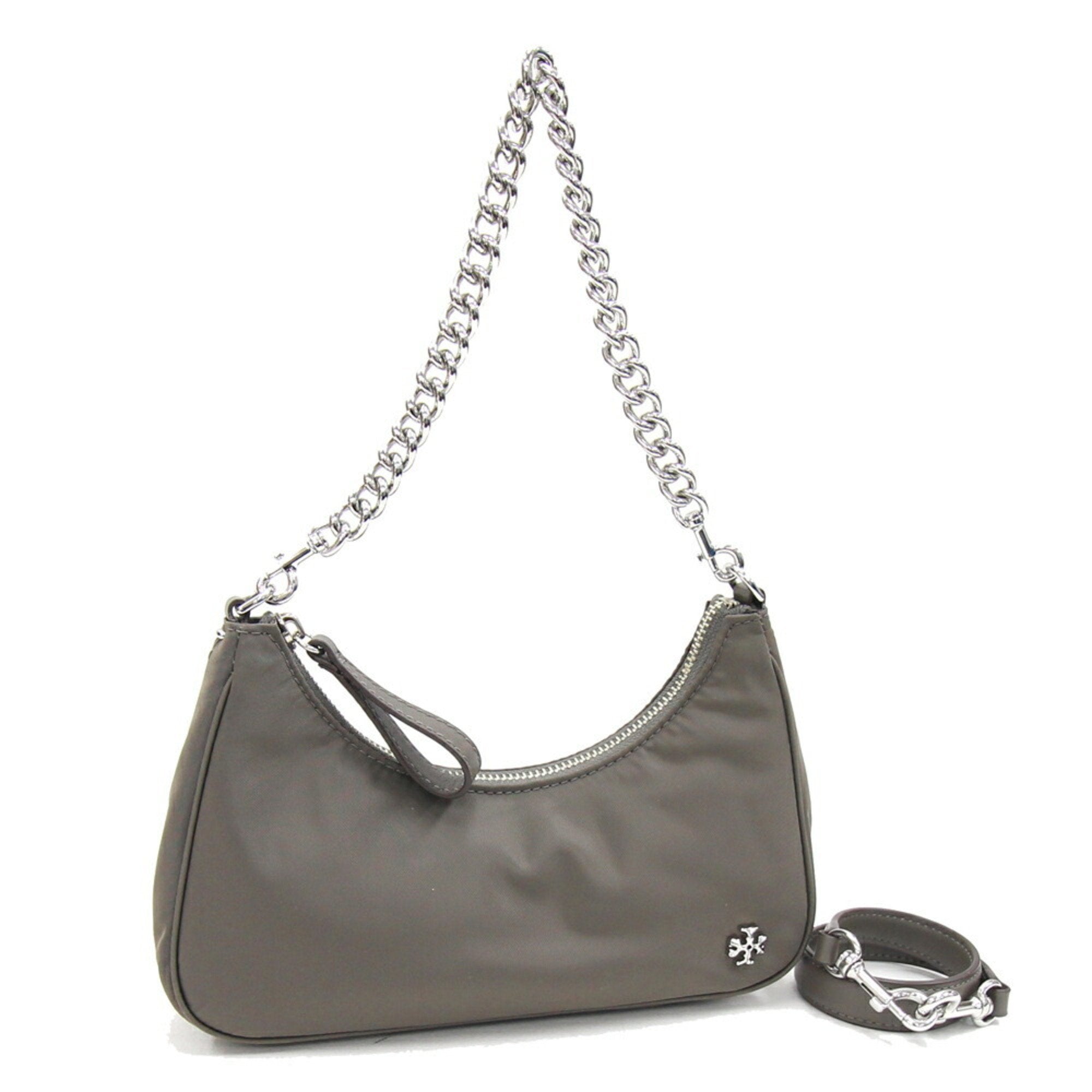 Mercer Small Shoulder Bag 88885 020 Dark Gray Nylon Leather Chain Pouch Women's