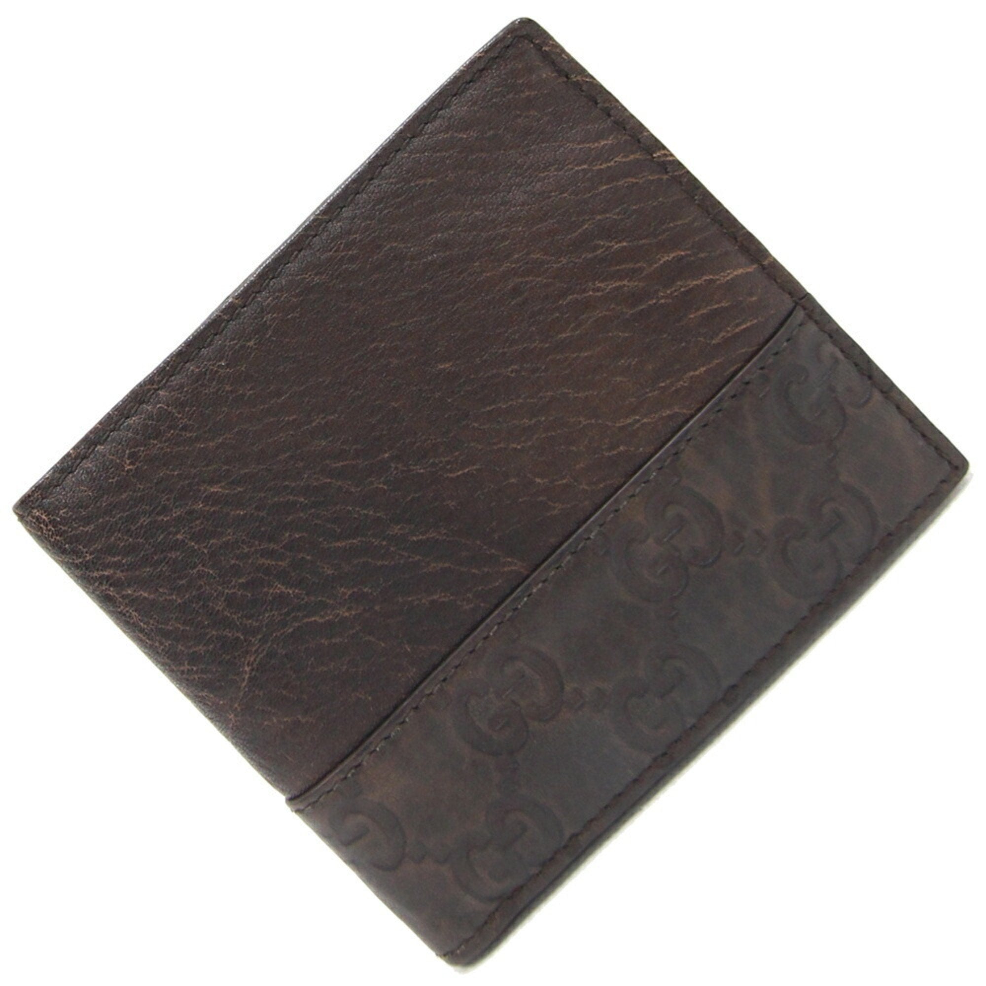 Bi-fold Wallet Ssima 256418 Dark Brown Leather Compact Men's
