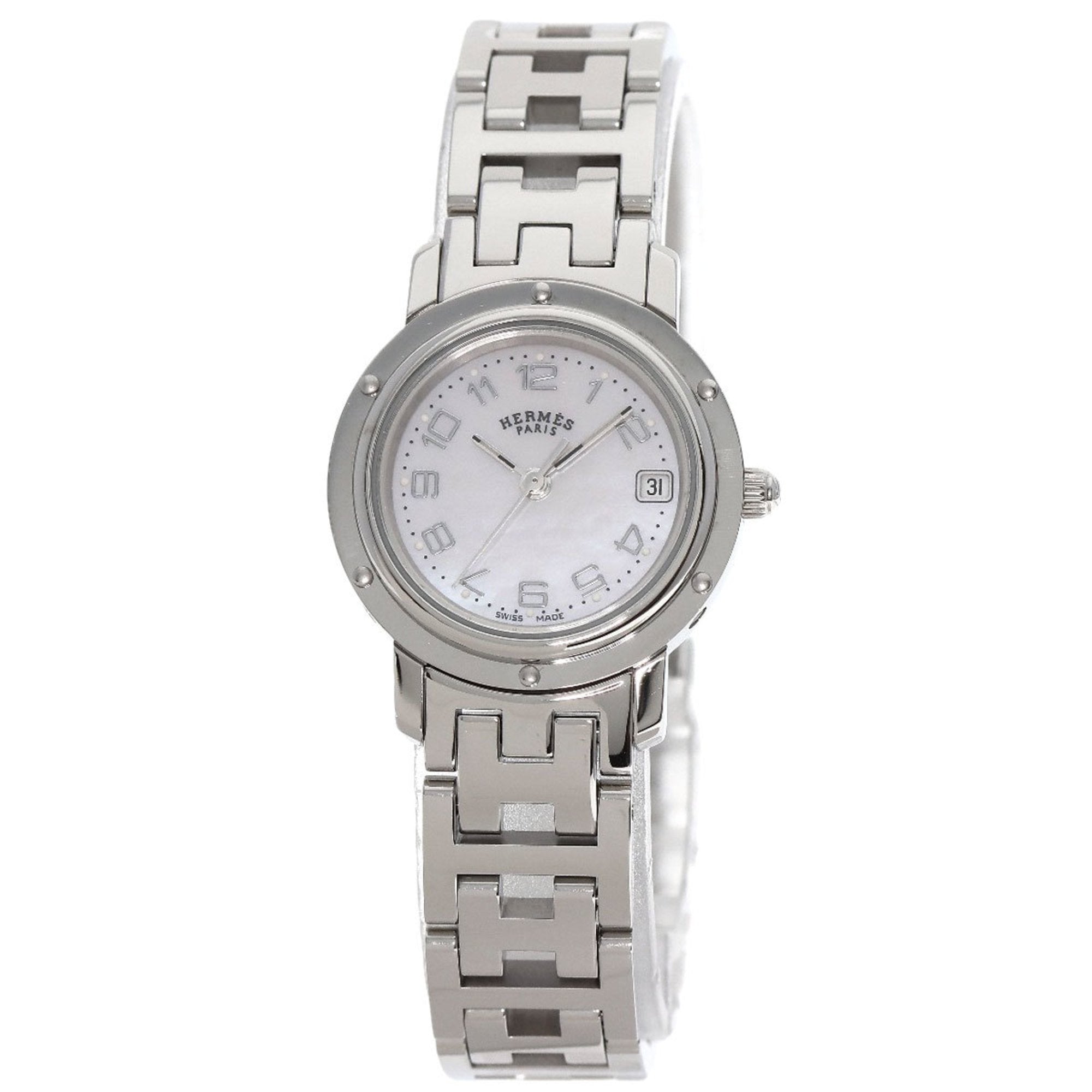 Image of HERMES CL4.210 Clipper Nacle Watch Stainless Steel SS Ladies