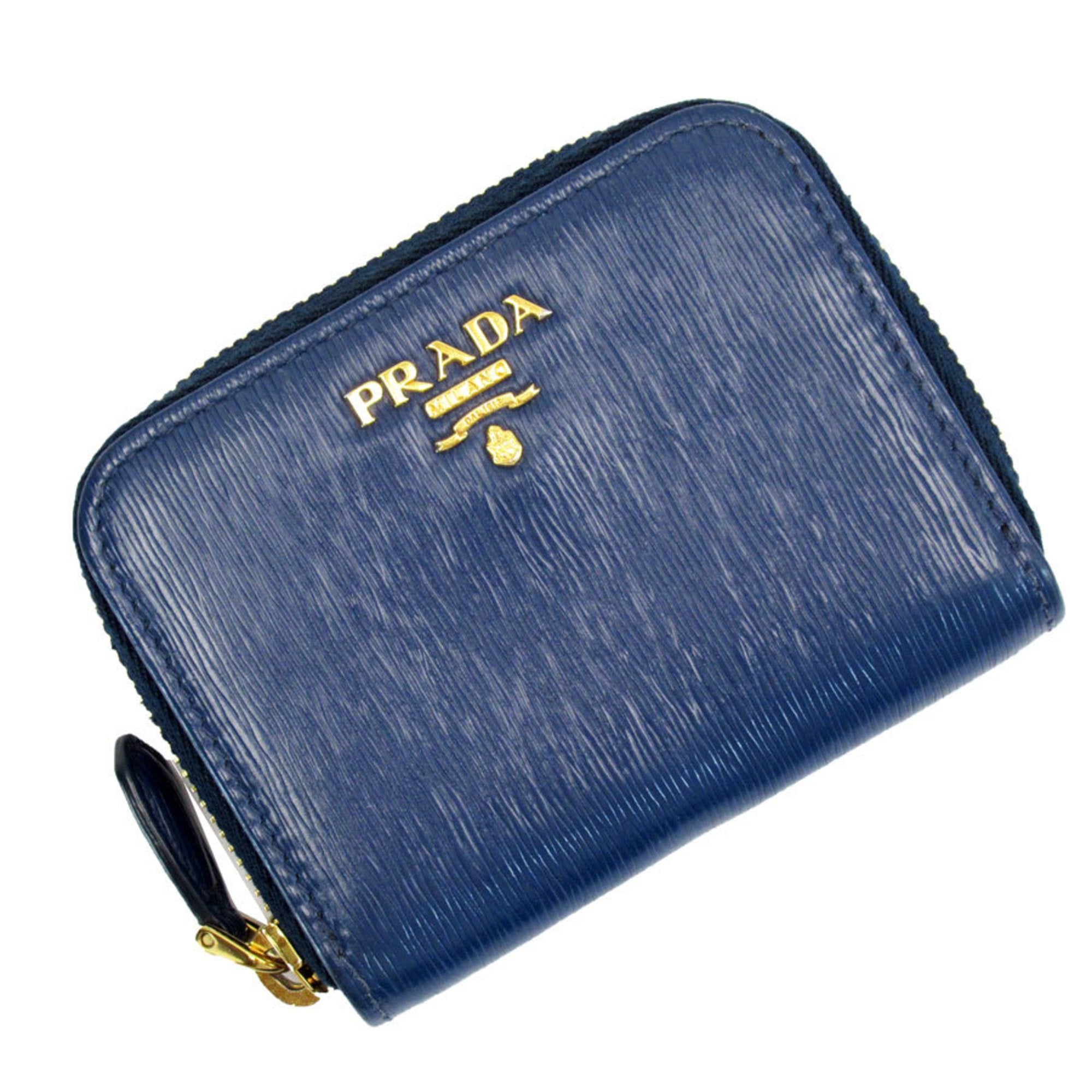 Coin Case Wallet Card Business Holder Leather Navy Unisex W0252i