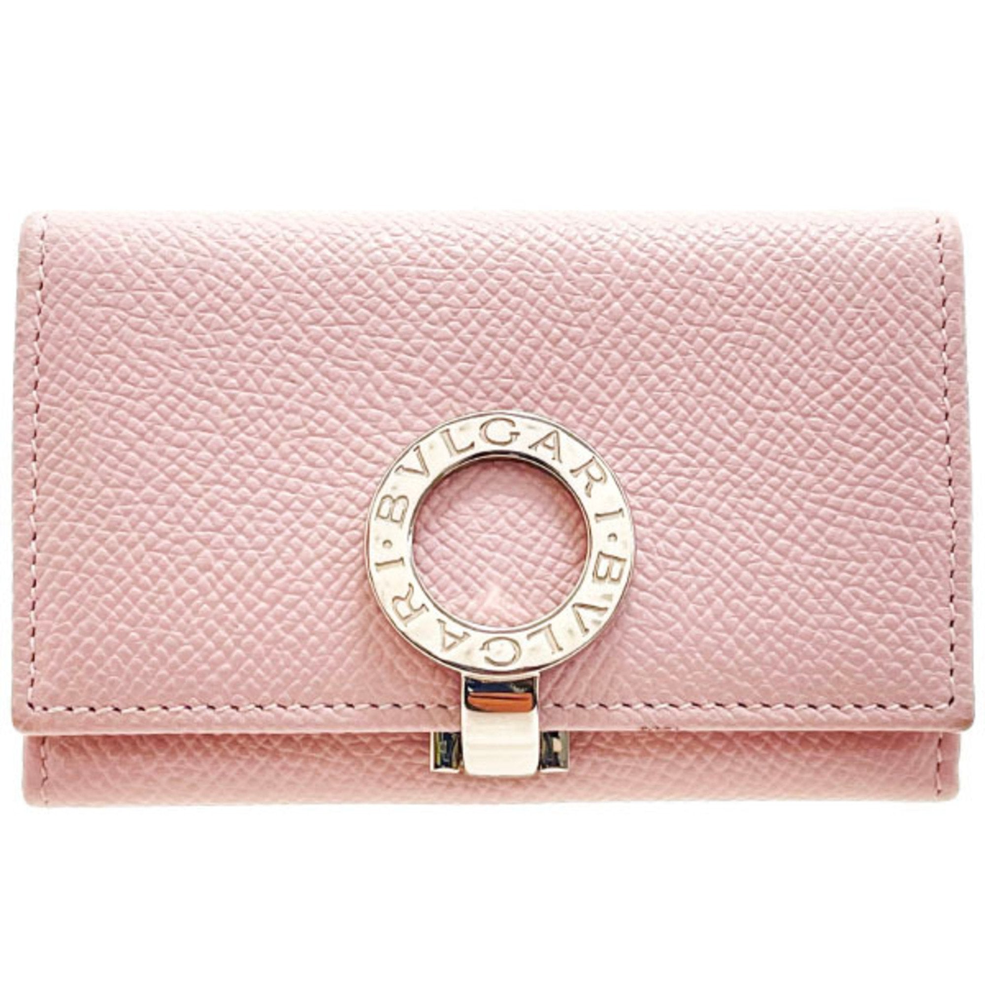 Coin Case Clip Purse Grain Leather Light Pink 33750 Card Holder IC Pass NKY-13158