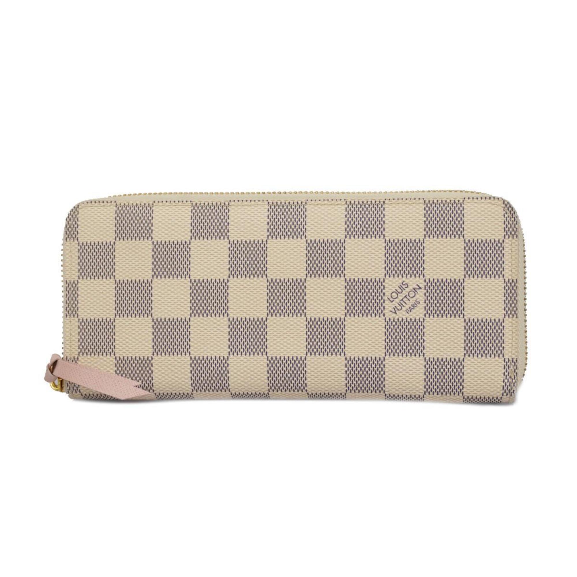 Long Wallet Damier Azur Portefeuille Clemence N61264 Rose Ballerine Men's Women's