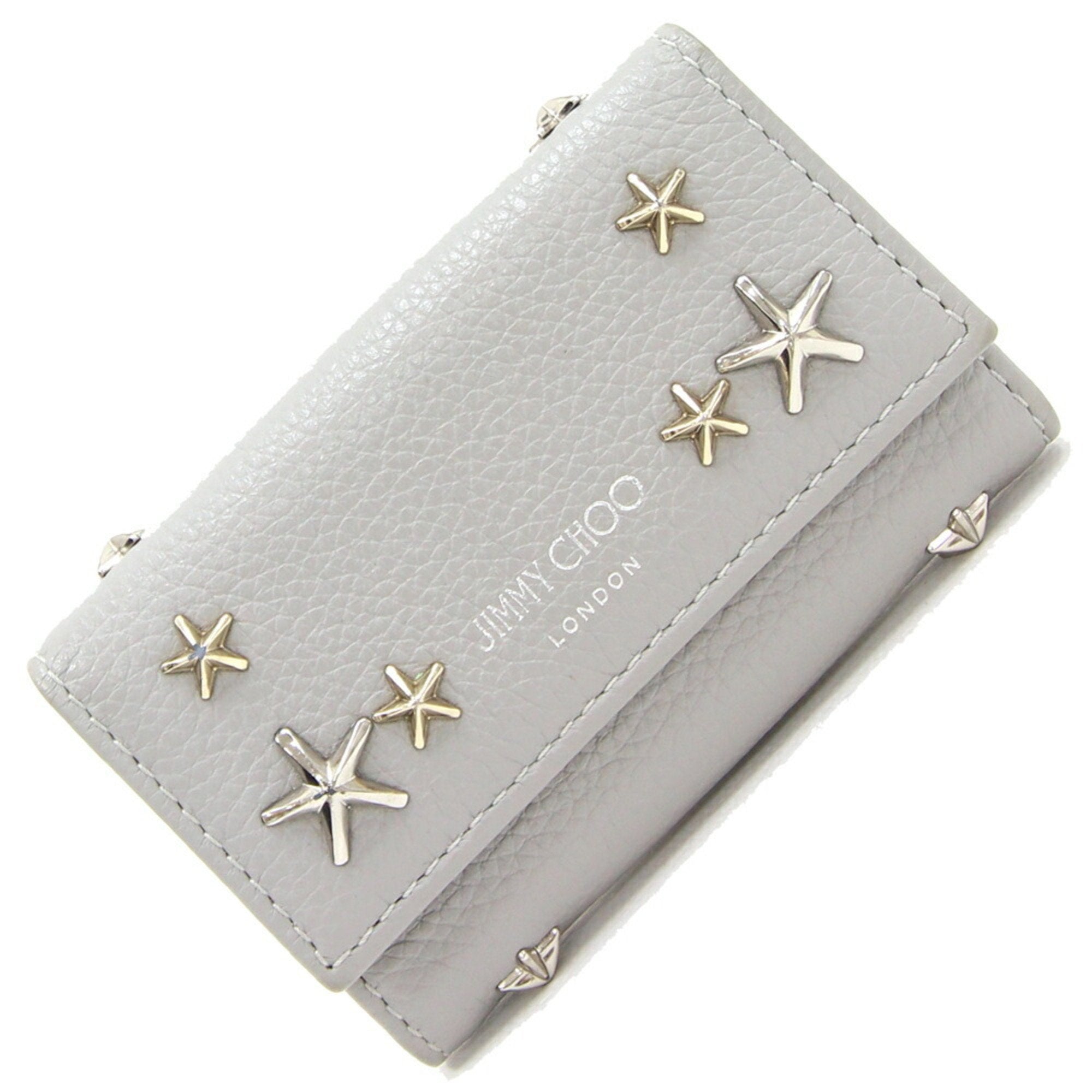 6-ring Key Case With Star Studs And Neptune 101953 Grey Leather Holder Ladies