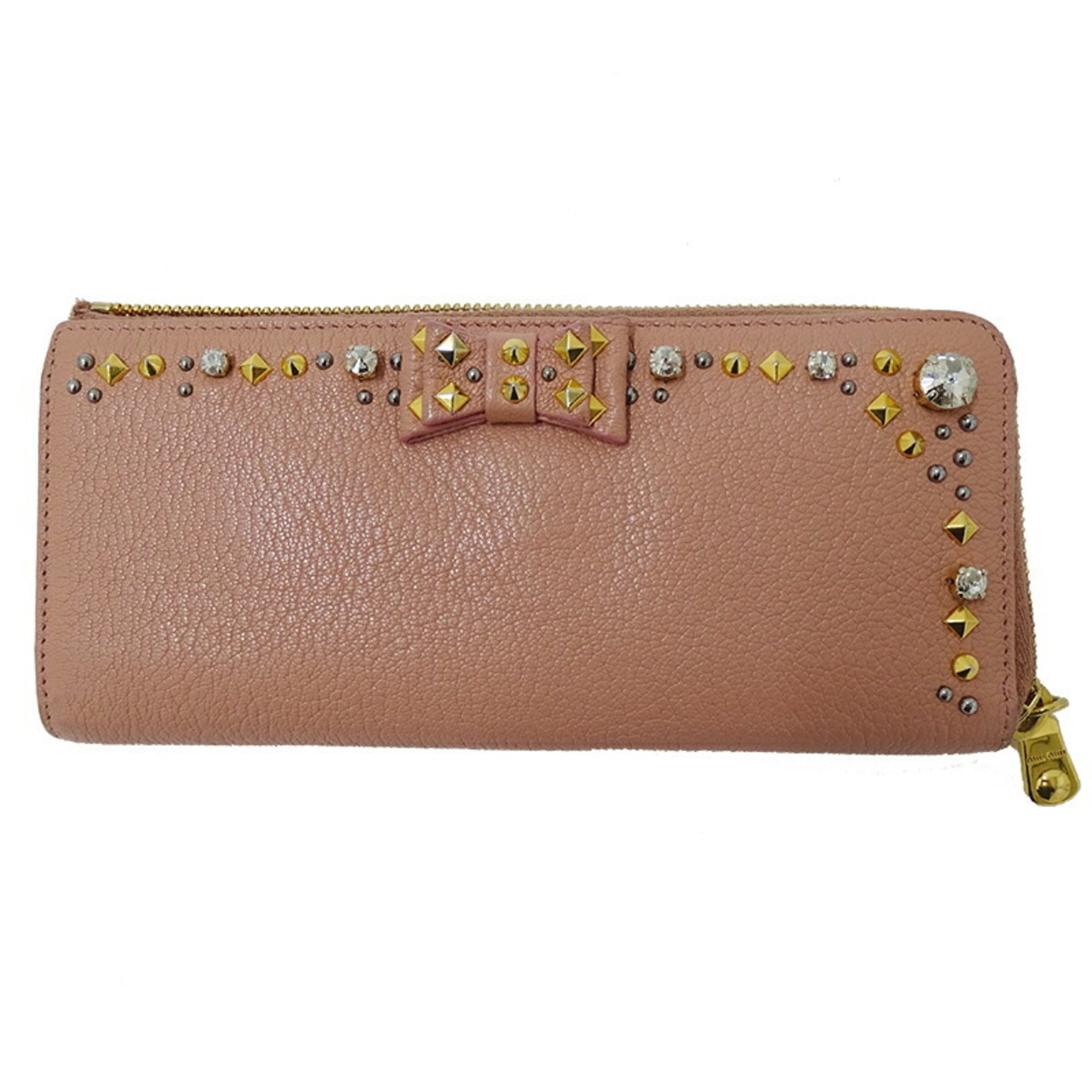 Miu Women's Long Wallet Leather Pink