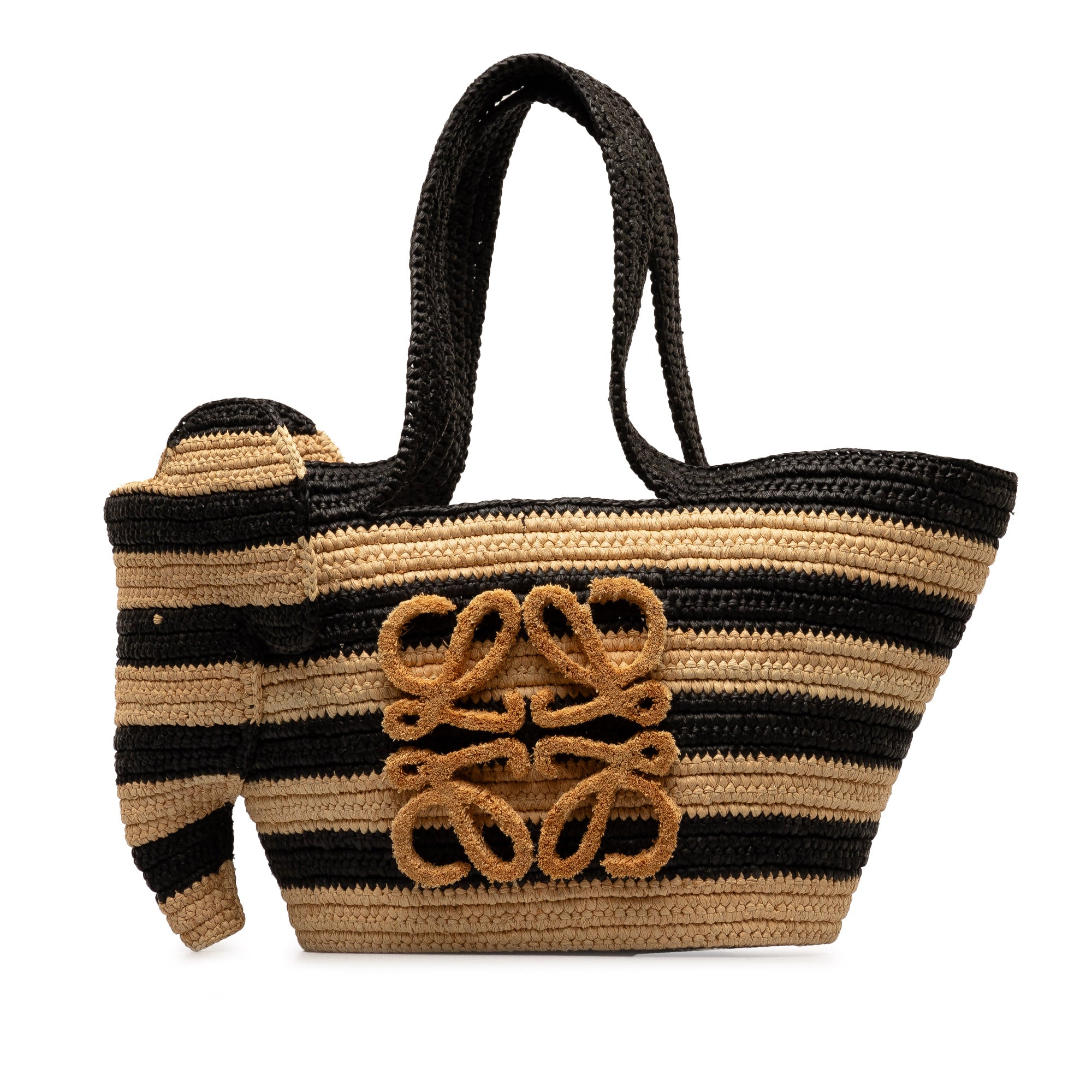 X Paula's Elephant Small Anagram Striped Basket Tote Tote Bag