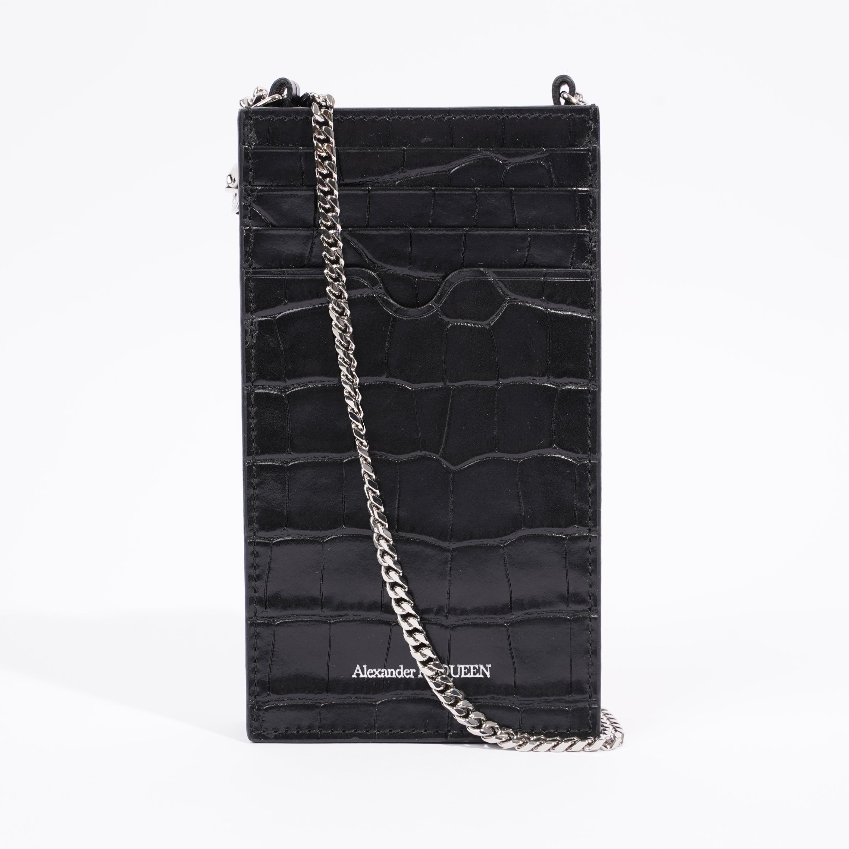 Chain Phone Case Black Leather