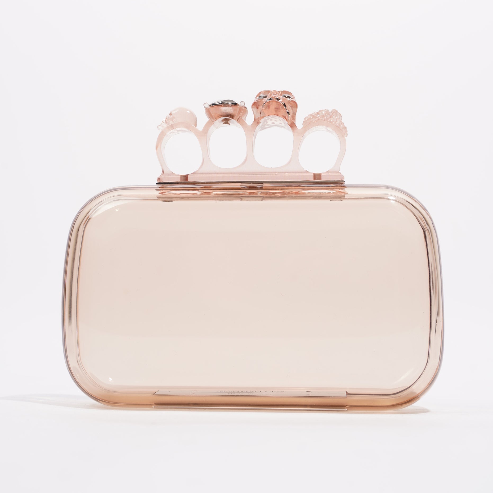 Womens Knuckle Clutch Transparent / Pink Acetate