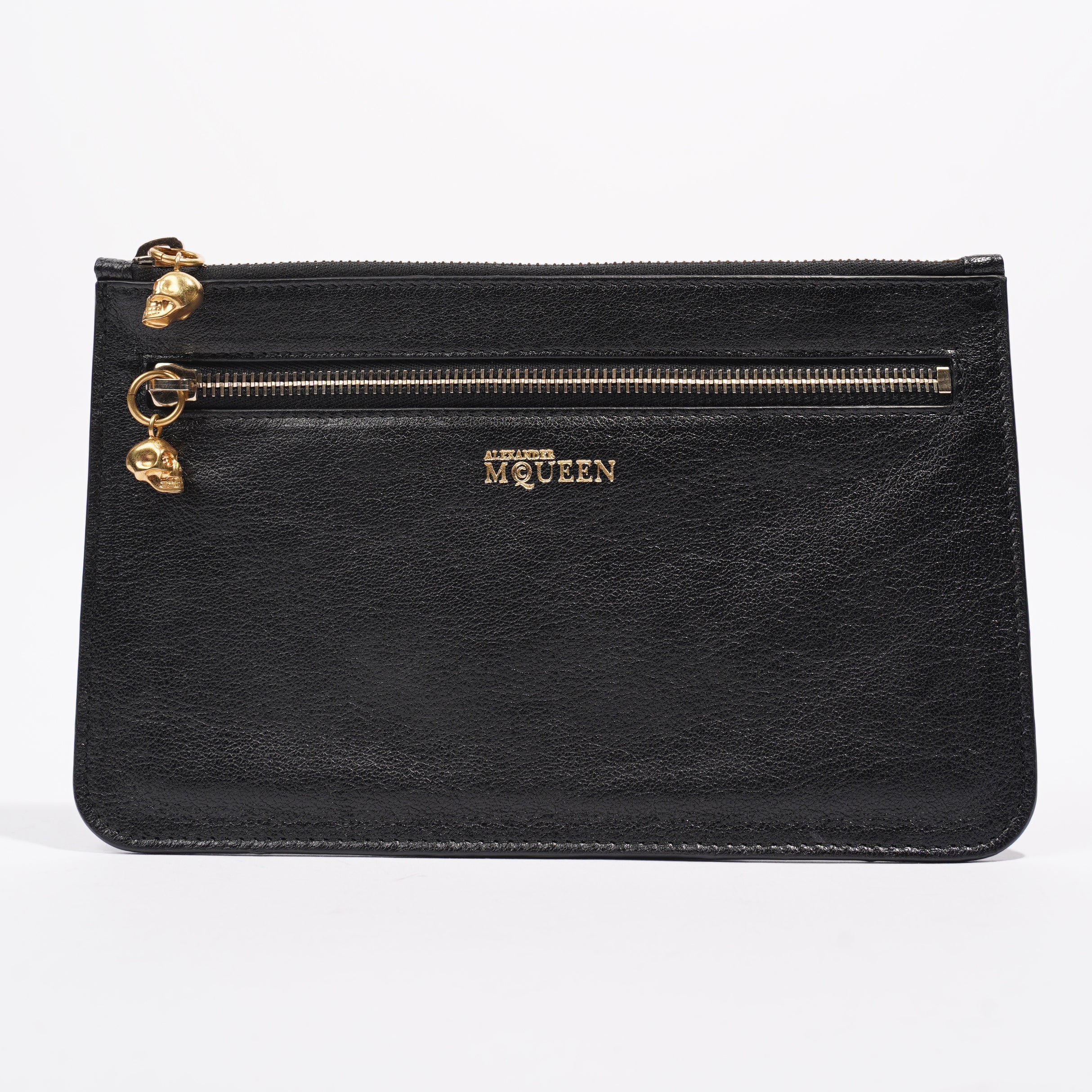 Zipped Clutch Black Leather