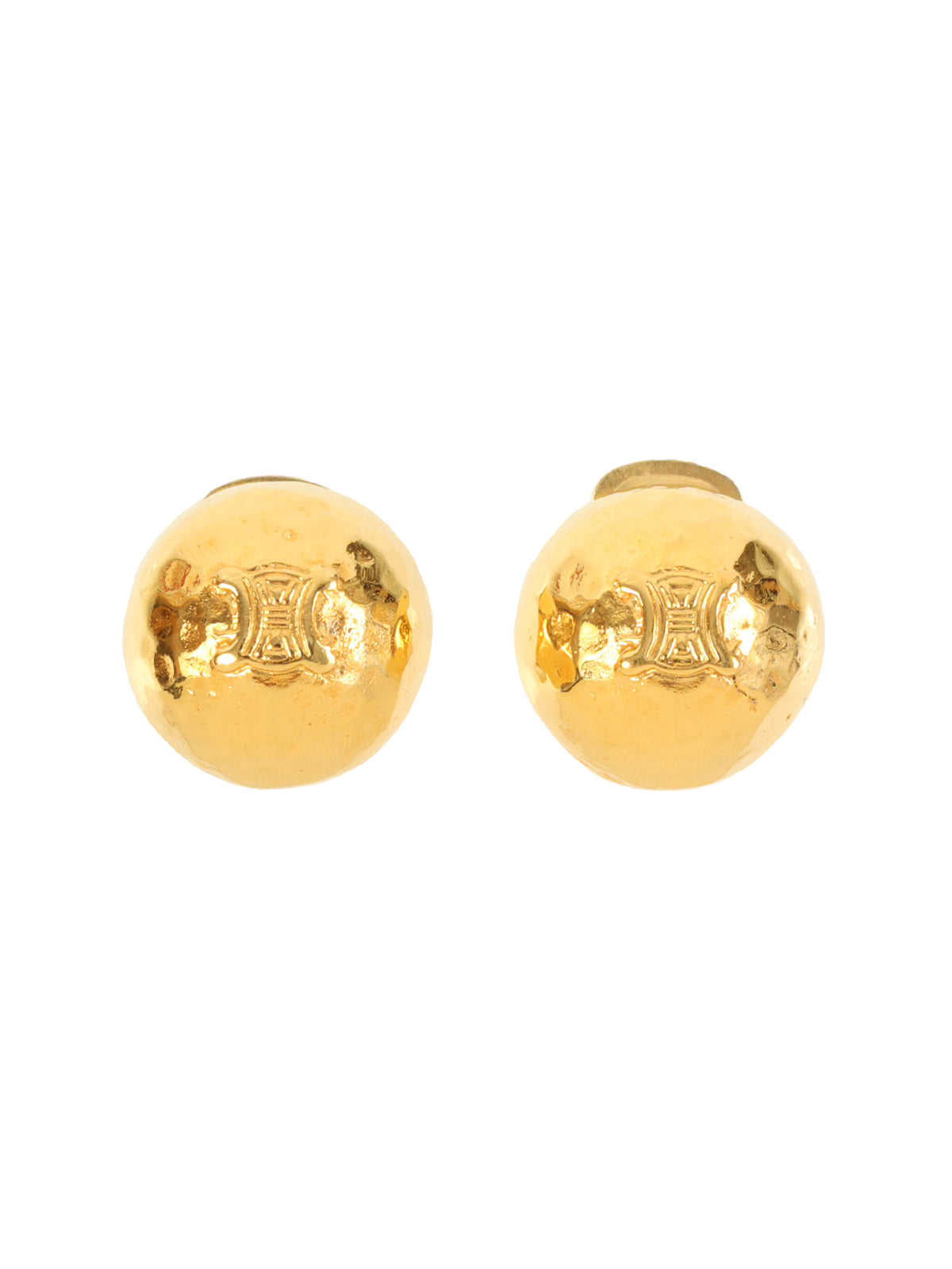image of CELINE Dome Design Macadam Plate Earrings Gold