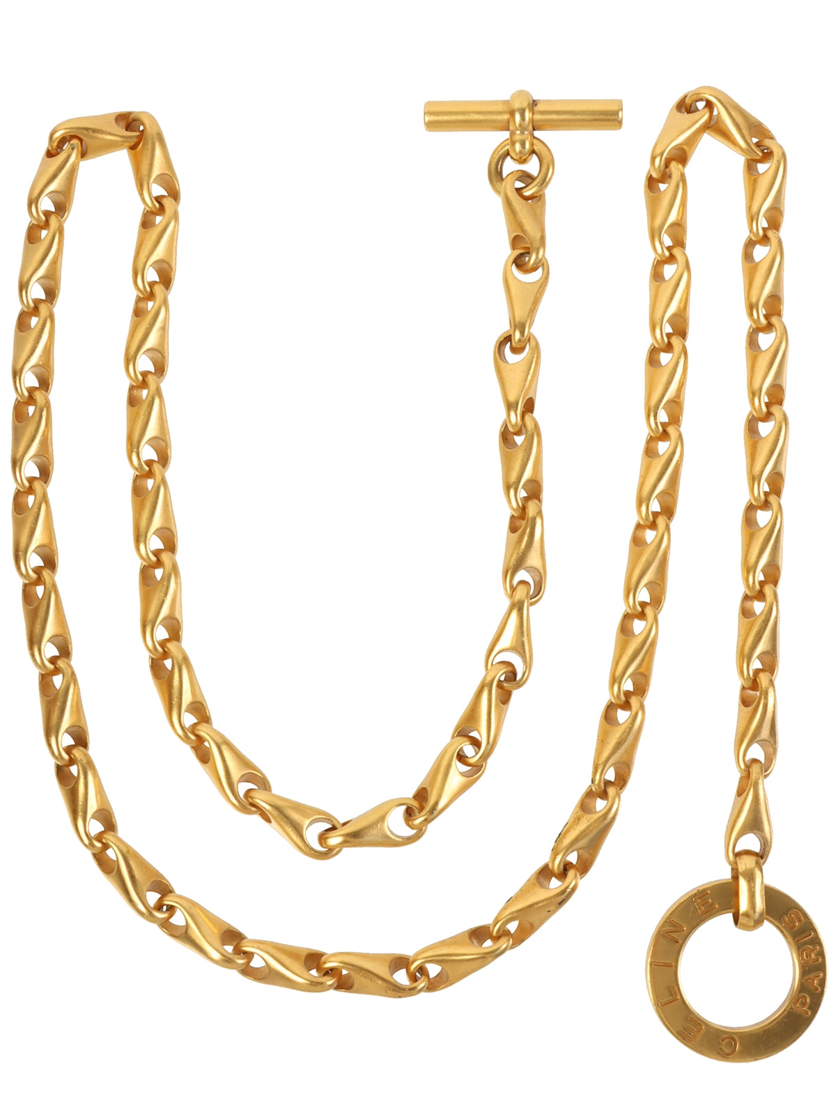 image of CELINE Circle Logo Plate Chain Belt Gold