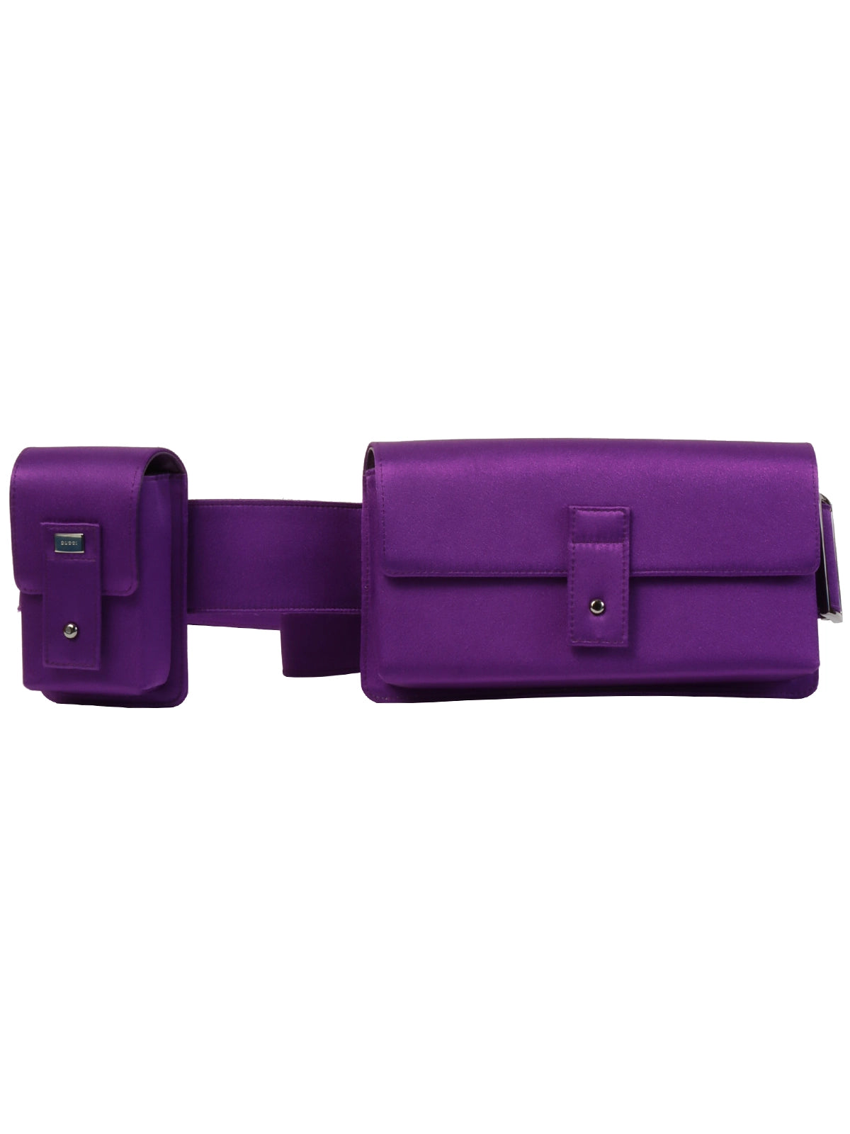 image of GUCCI Satin Logo Plate Sling Bag Purple