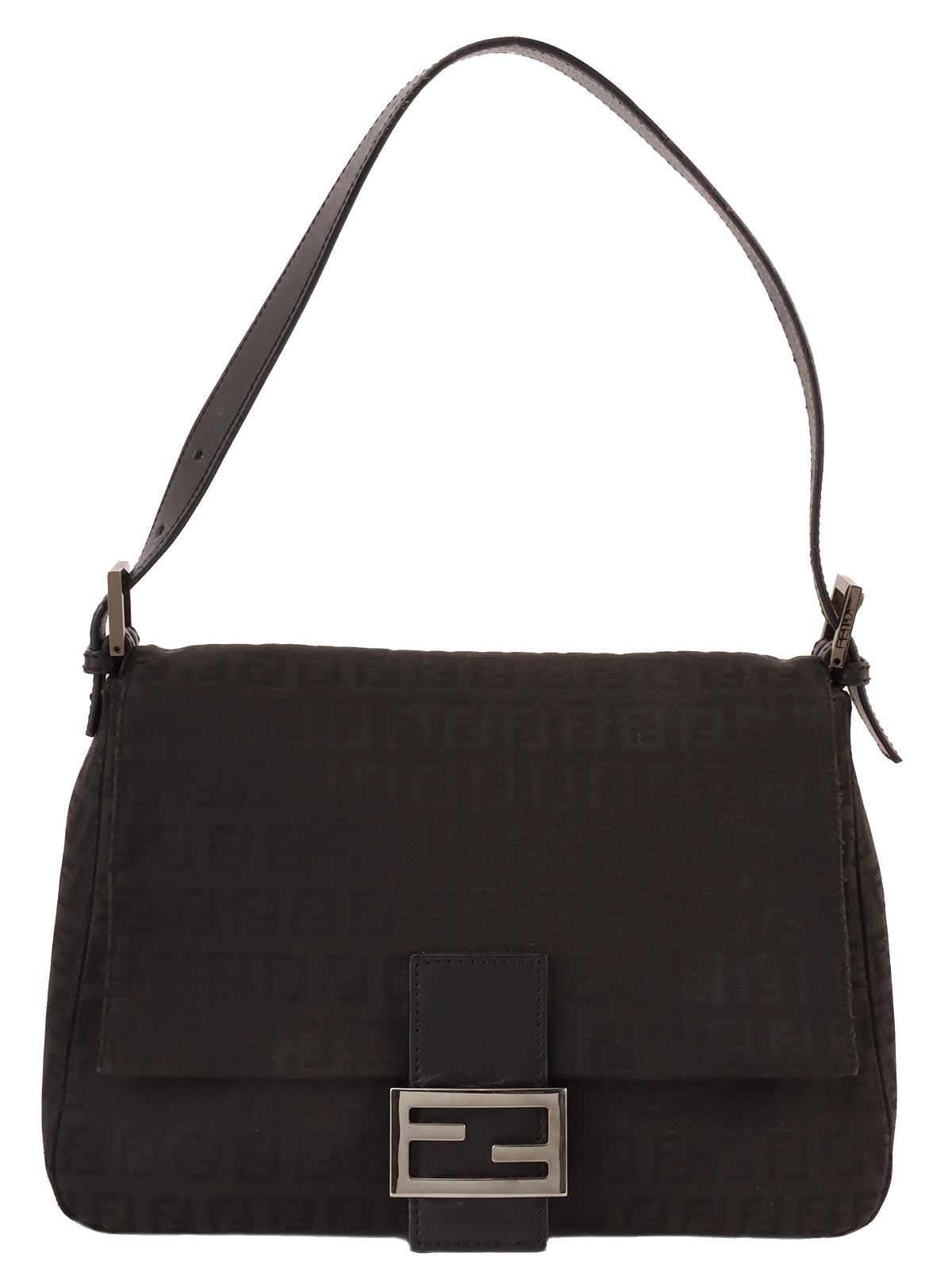 image of FENDI Ff Zucchino Pattern Mamma Baguette Black