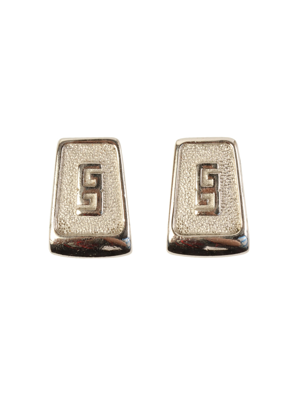 image of GIVENCHY Square Logo Plate Earrings Silver