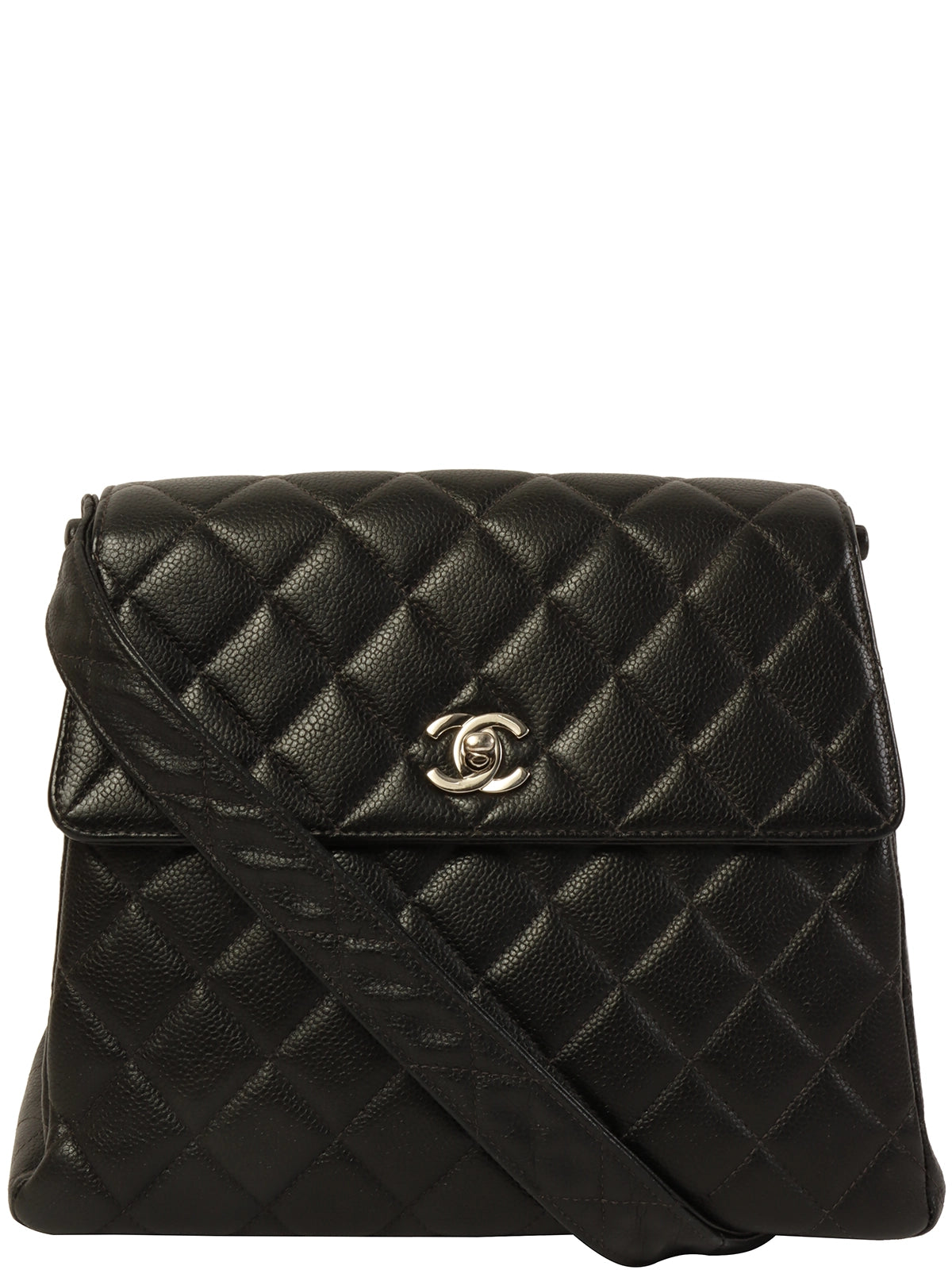 image of CHANEL Around 1997 Made Caviar Skin Turn-Lock Shoulder Bag Black