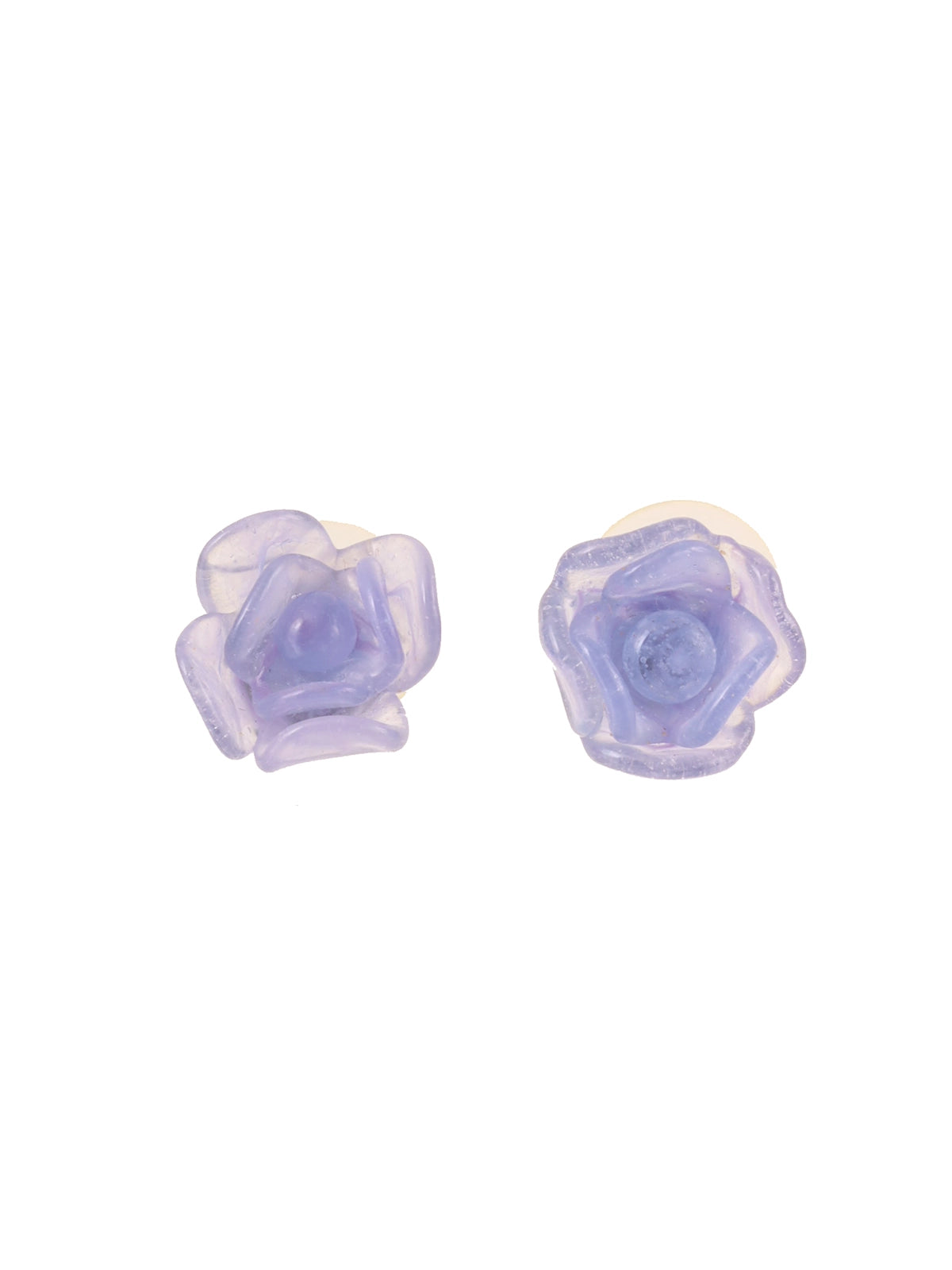 image of CHANEL 2001 Made Camellia Pierced Earrings Purple