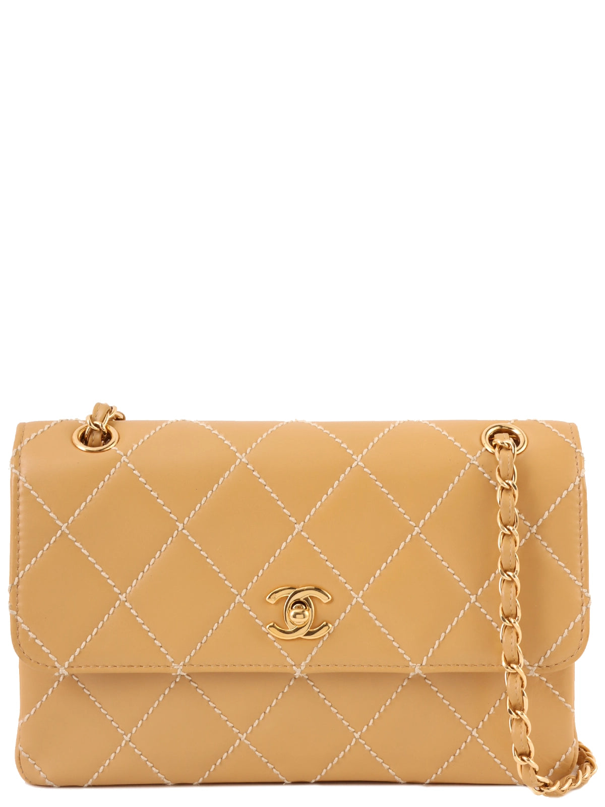 image of CHANEL Around 2001 Made Wild Stitch Turn-Lock Chain Bag Beige