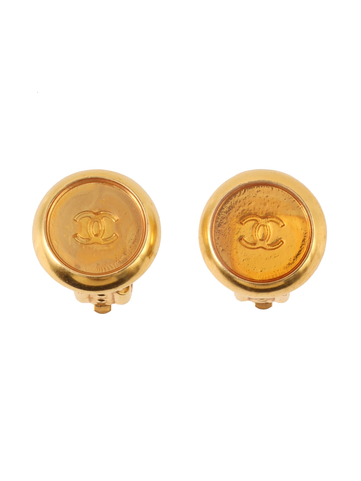 image of CHANEL 1999 Made Mini Round Cc Mark Earrings Gold