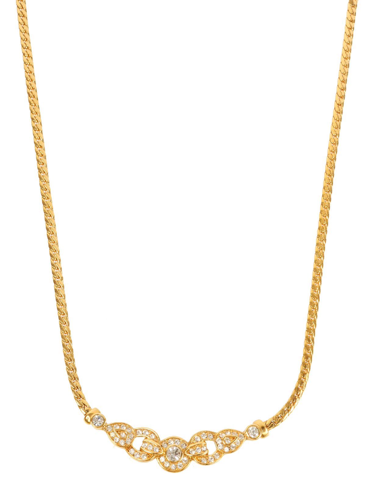 image of DIOR Rhinestone Design Necklace Gold