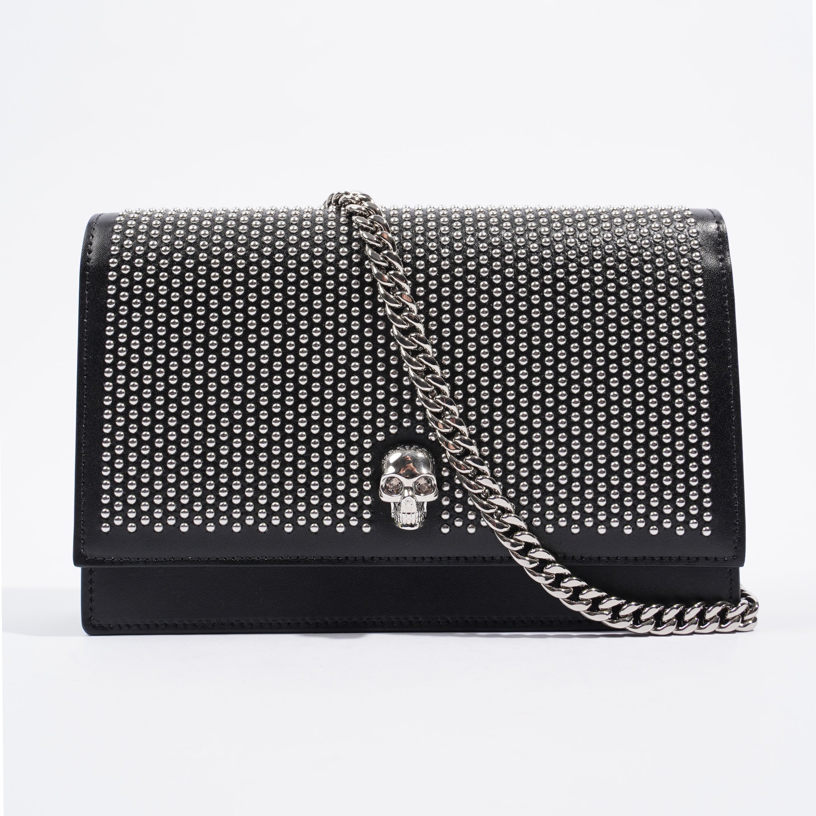 Skull Studs Bag Black Leather Small