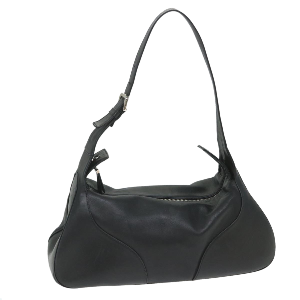 Shoulder Bag Leather Black Auth Ac2397