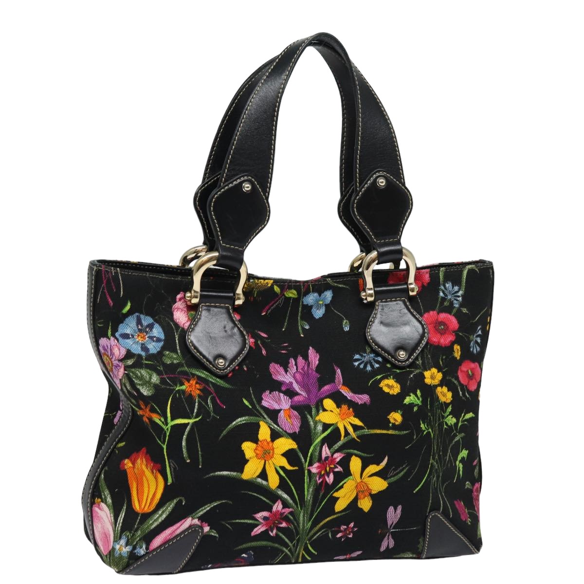 image of GUCCI Flora Tote Bag Canvas Multicolor 153024 Auth ar12134