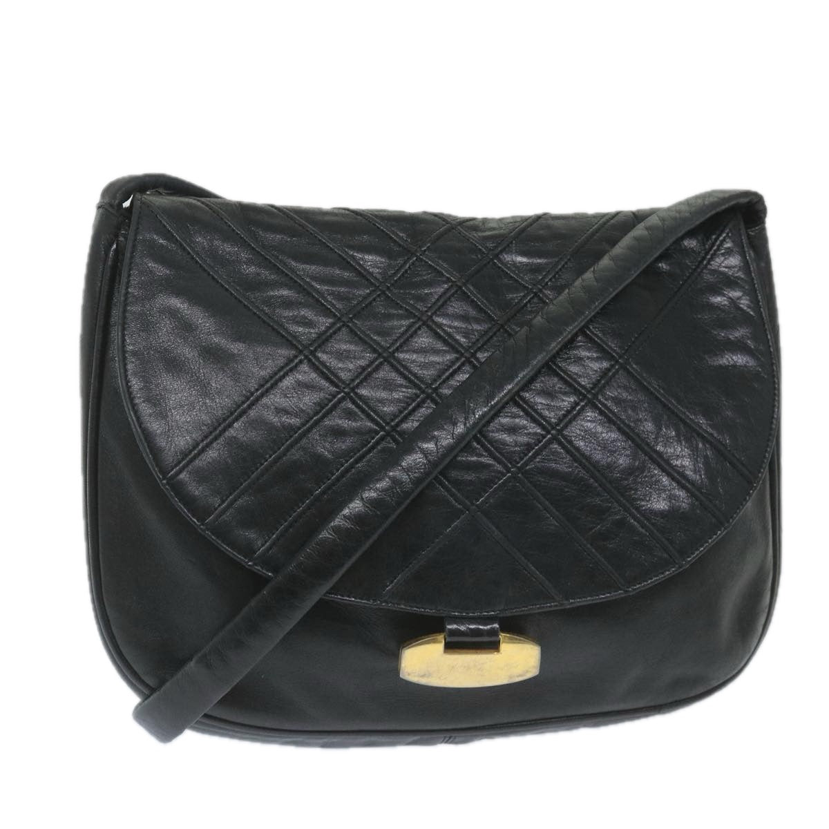 Shoulder Bag Leather Black Auth Bs9505